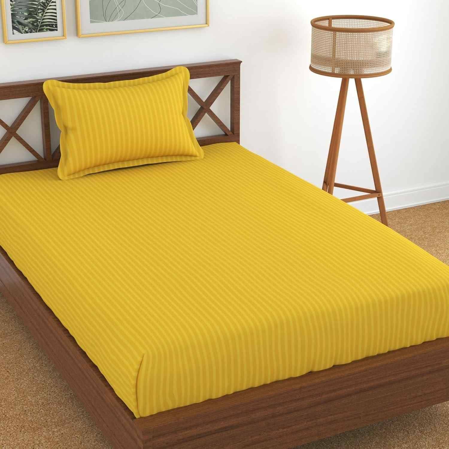     			DOMES FAB Satin 1 Single Bedsheet with 1 Pillow Cover ( Yellow )