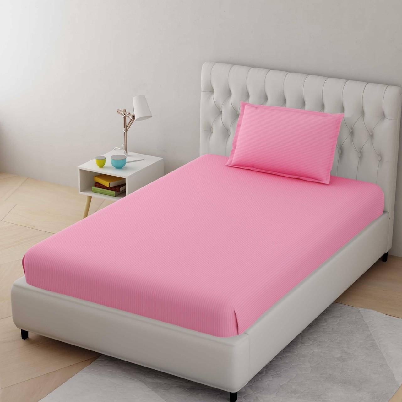     			DOMES FAB Satin 1 Single Bedsheet with 1 Pillow Cover ( Pink )