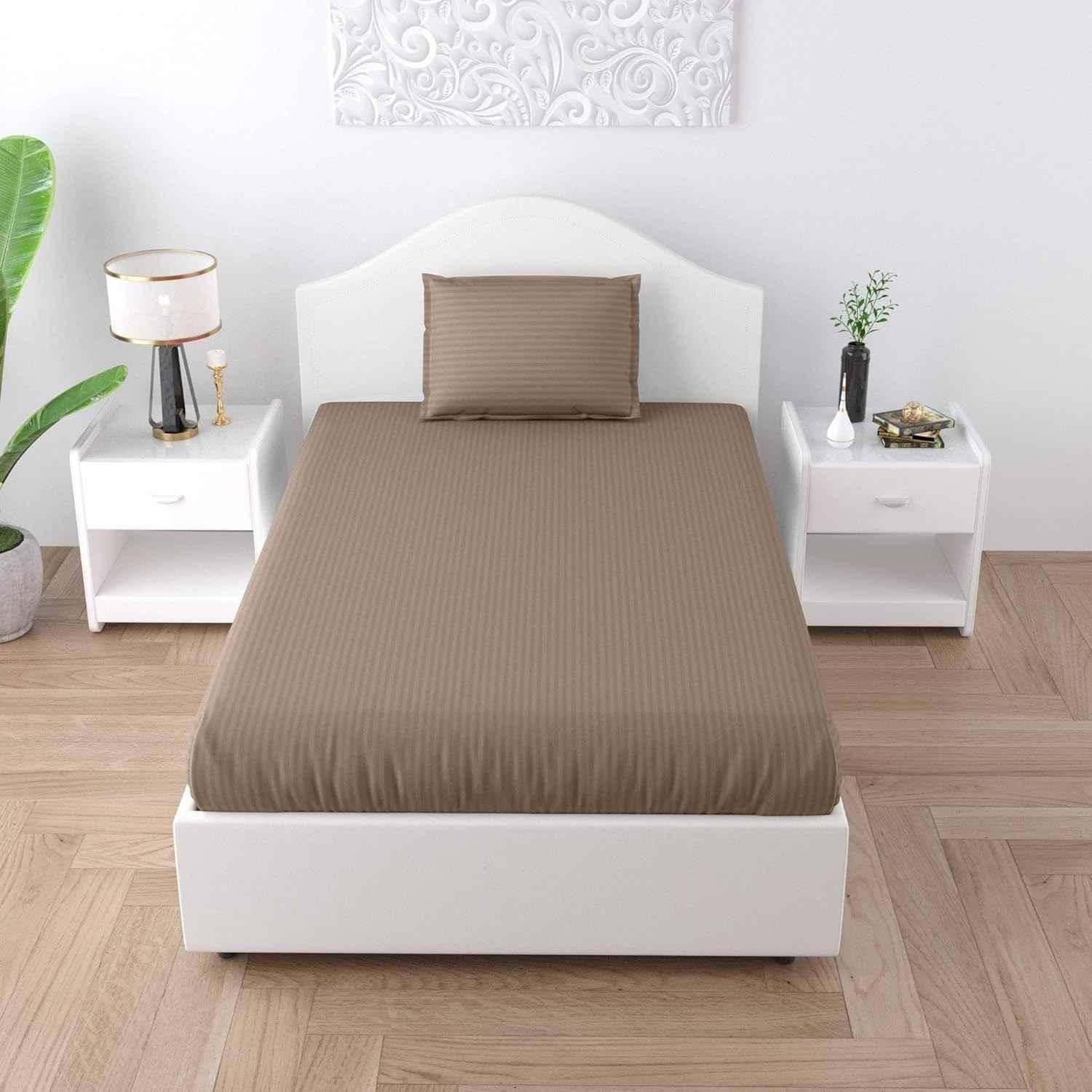DOMES FAB Satin 1 Single Bedsheet with 1 Pillow Cover ( Beige ) DOMES FAB Satin 1 Single Bedsheet with 1 Pillow Cover ( Beige )