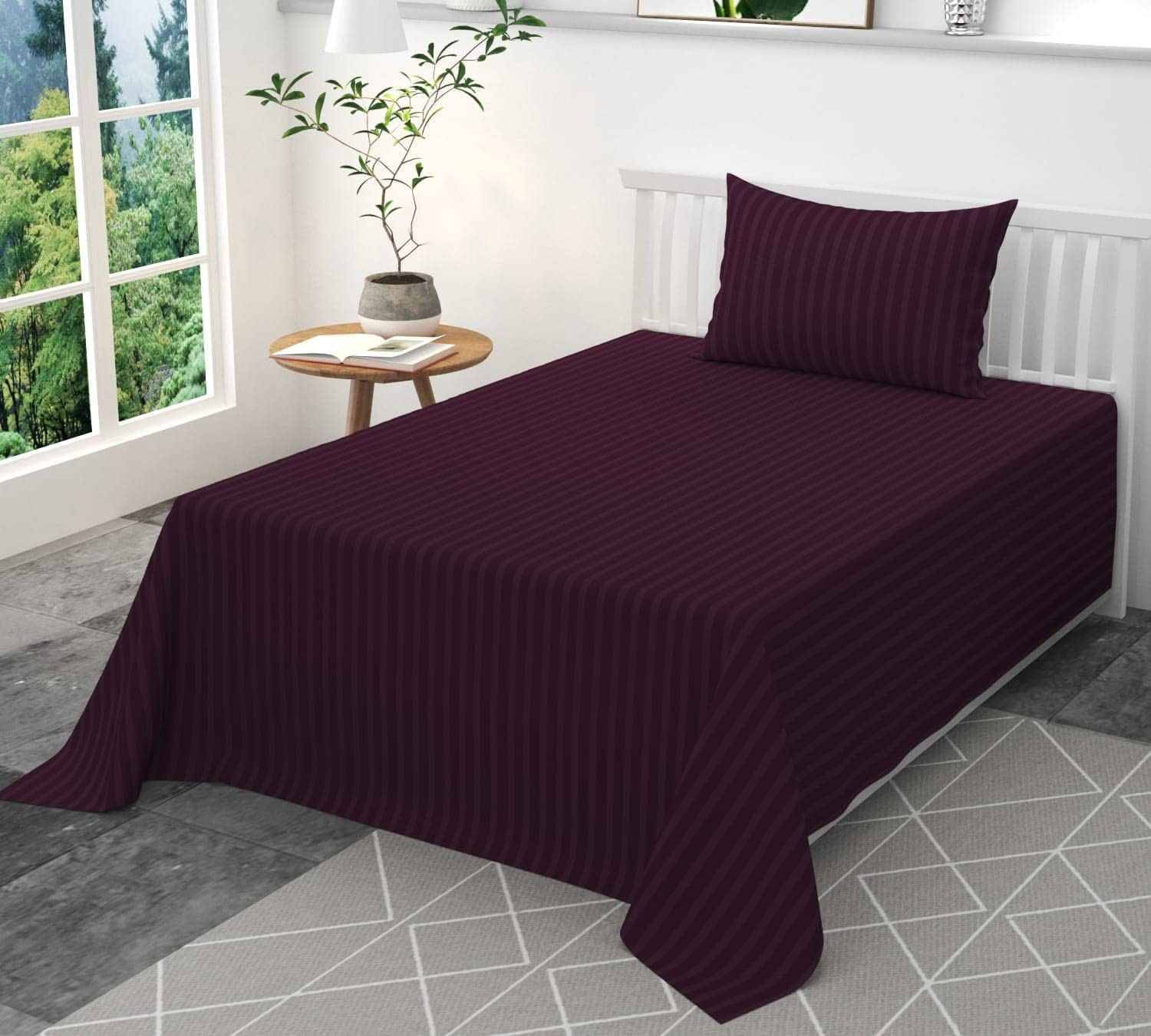 DOMES FAB Satin 1 Single Bedsheet with 1 Pillow Cover ( Purple )     			DOMES FAB Satin 1 Single Bedsheet with 1 Pillow Cover ( Purple )