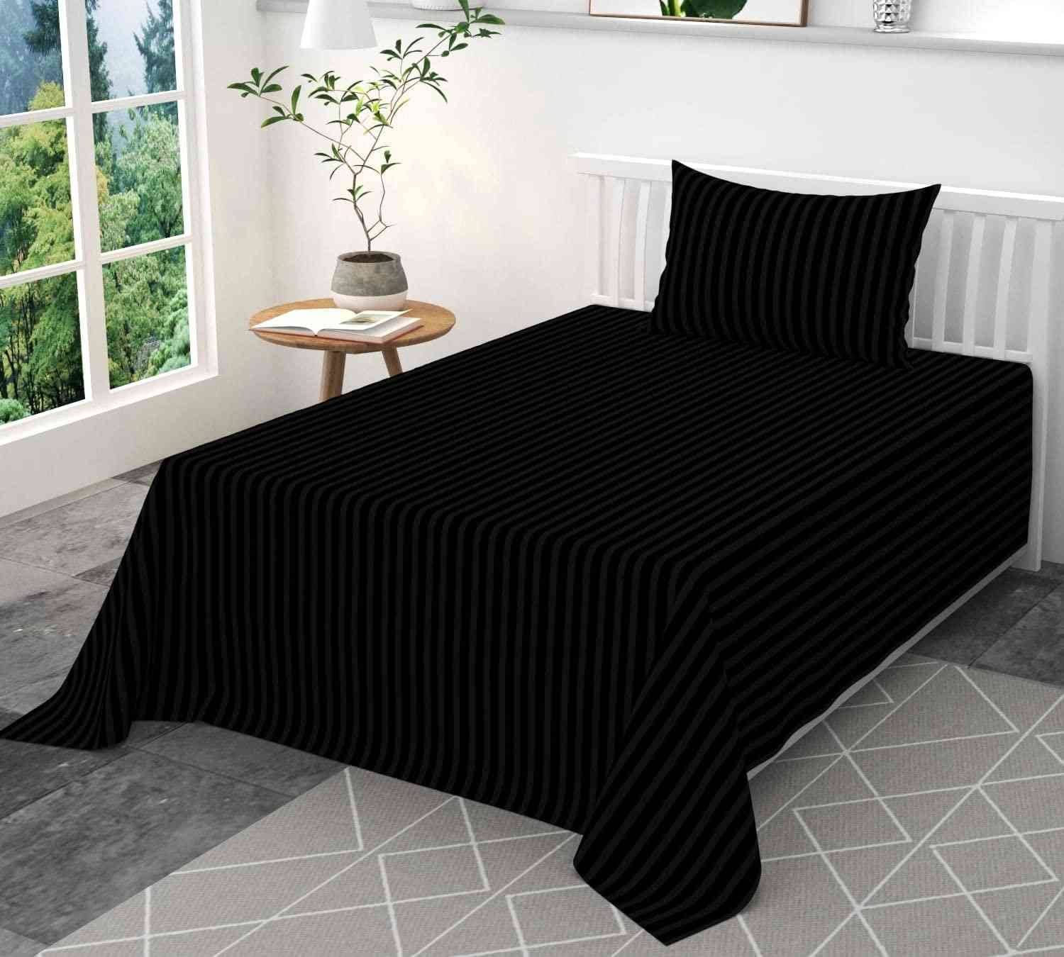 DOMES FAB Satin 1 Single Bedsheet with 1 Pillow Cover ( Black ) DOMES FAB Satin 1 Single Bedsheet with 1 Pillow Cover ( Black )