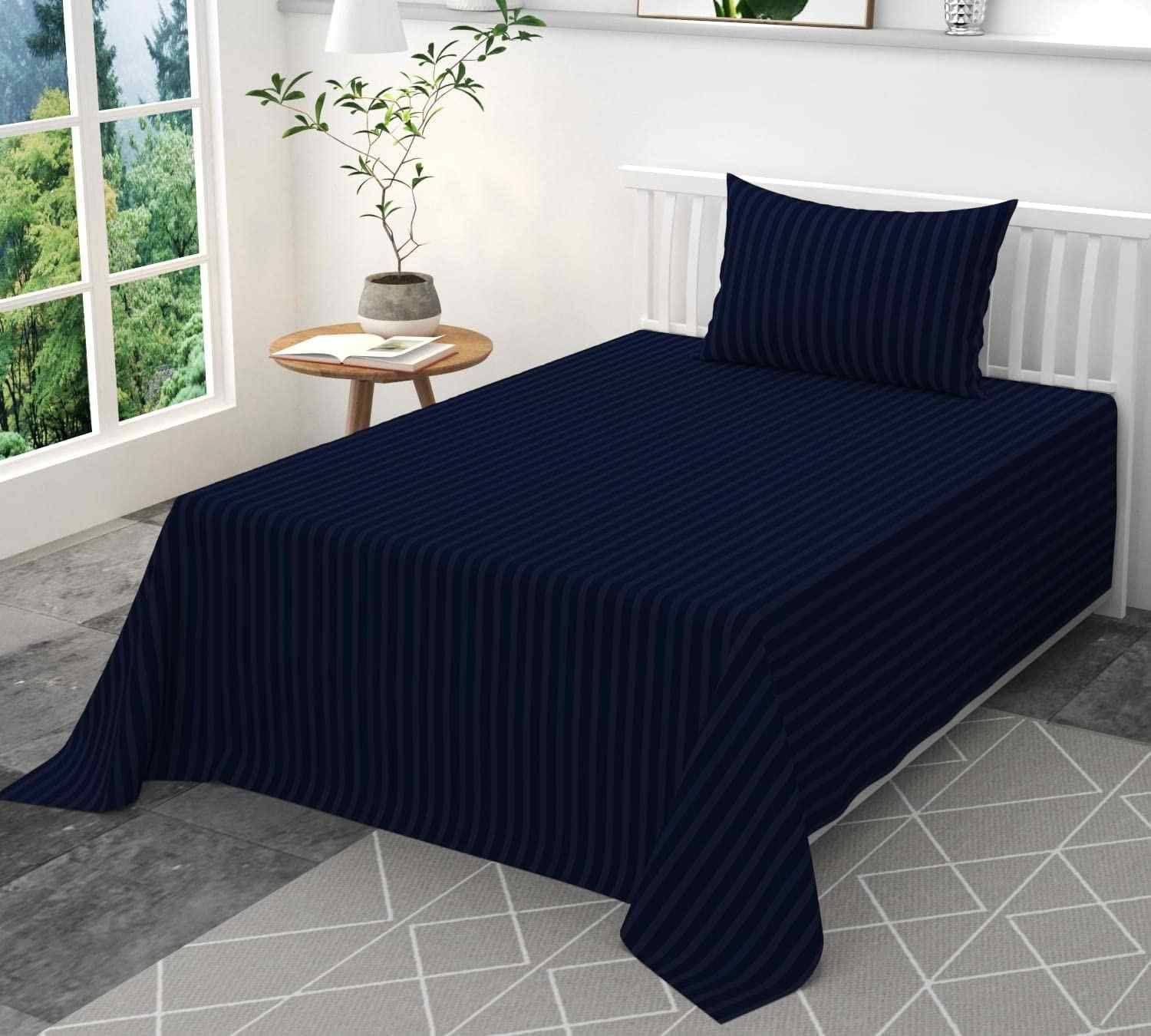     			DOMES FAB Satin 1 Single Bedsheet with 1 Pillow Cover ( Blue )