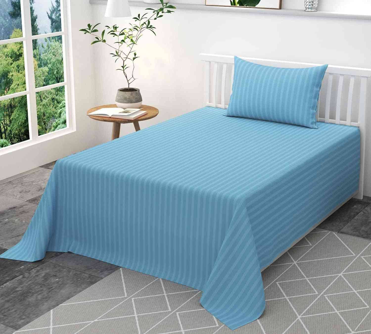 DOMES FAB Satin 1 Single Bedsheet with 1 Pillow Cover ( Blue ) DOMES FAB Satin 1 Single Bedsheet with 1 Pillow Cover ( Blue )