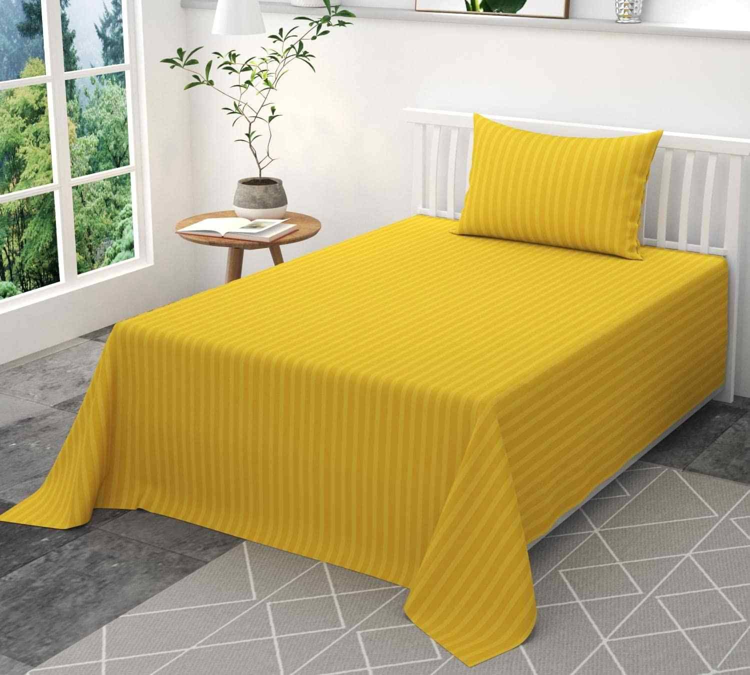     			DOMES FAB Satin 1 Single Bedsheet with 1 Pillow Cover ( Yellow )
