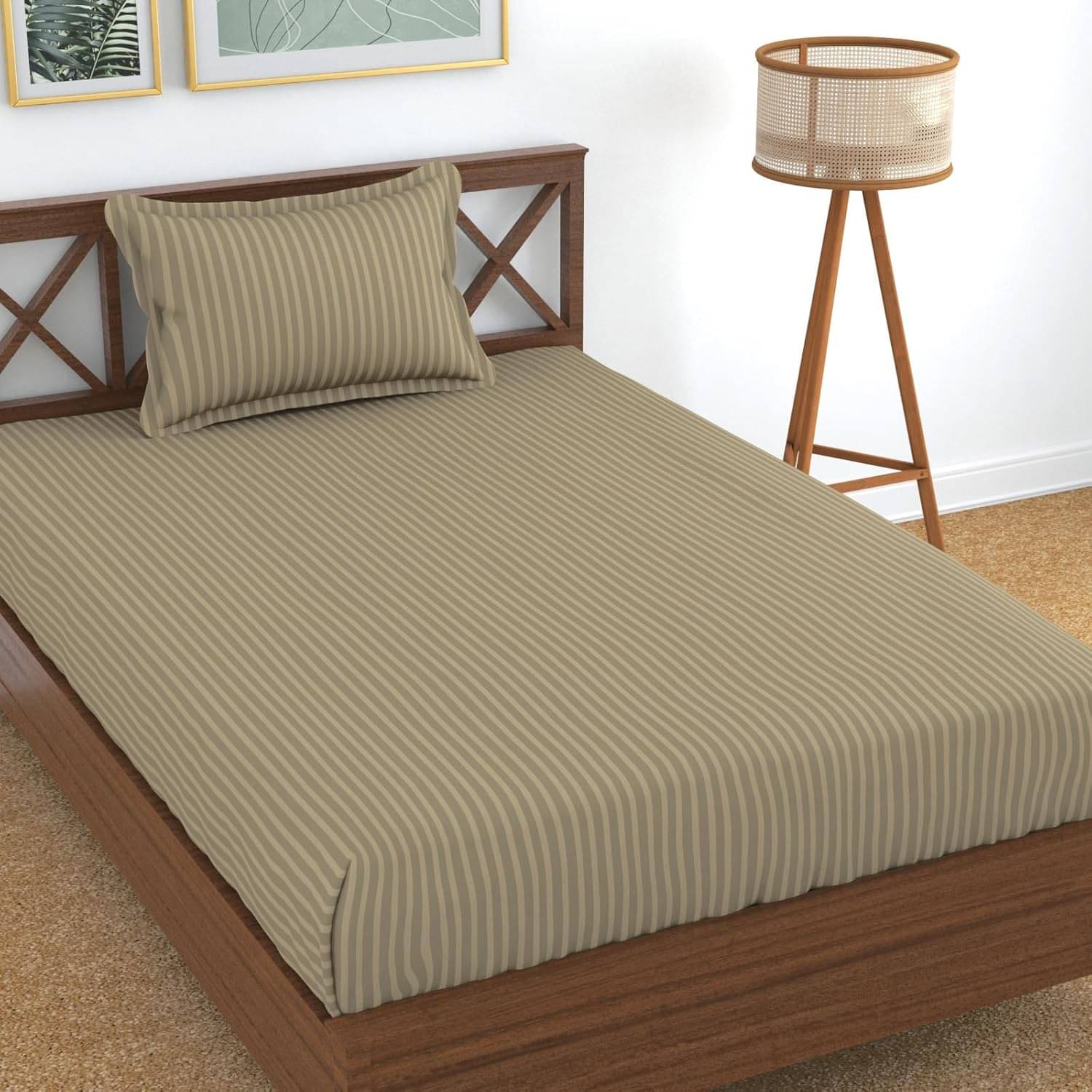DOMES FAB Satin 1 Single Bedsheet with 1 Pillow Cover ( Beige ) DOMES FAB Satin 1 Single Bedsheet with 1 Pillow Cover ( Beige )
