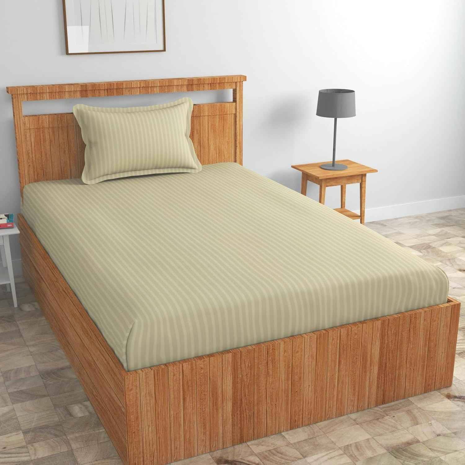 DOMES FAB Satin 1 Single Bedsheet with 1 Pillow Cover ( Beige )     			DOMES FAB Satin 1 Single Bedsheet with 1 Pillow Cover ( Beige )