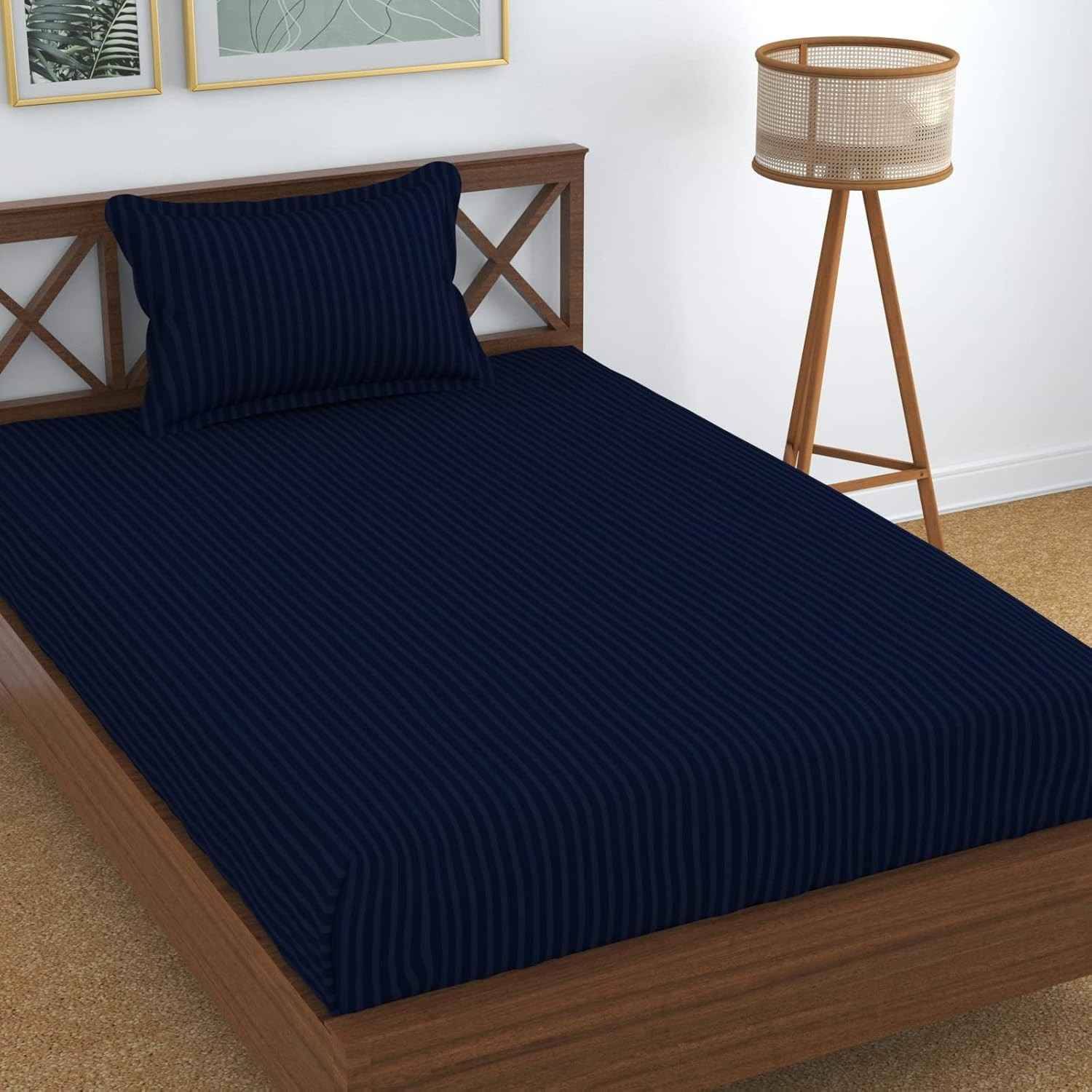 DOMES FAB Satin 1 Single Bedsheet with 1 Pillow Cover ( Blue ) DOMES FAB Satin 1 Single Bedsheet with 1 Pillow Cover ( Blue )