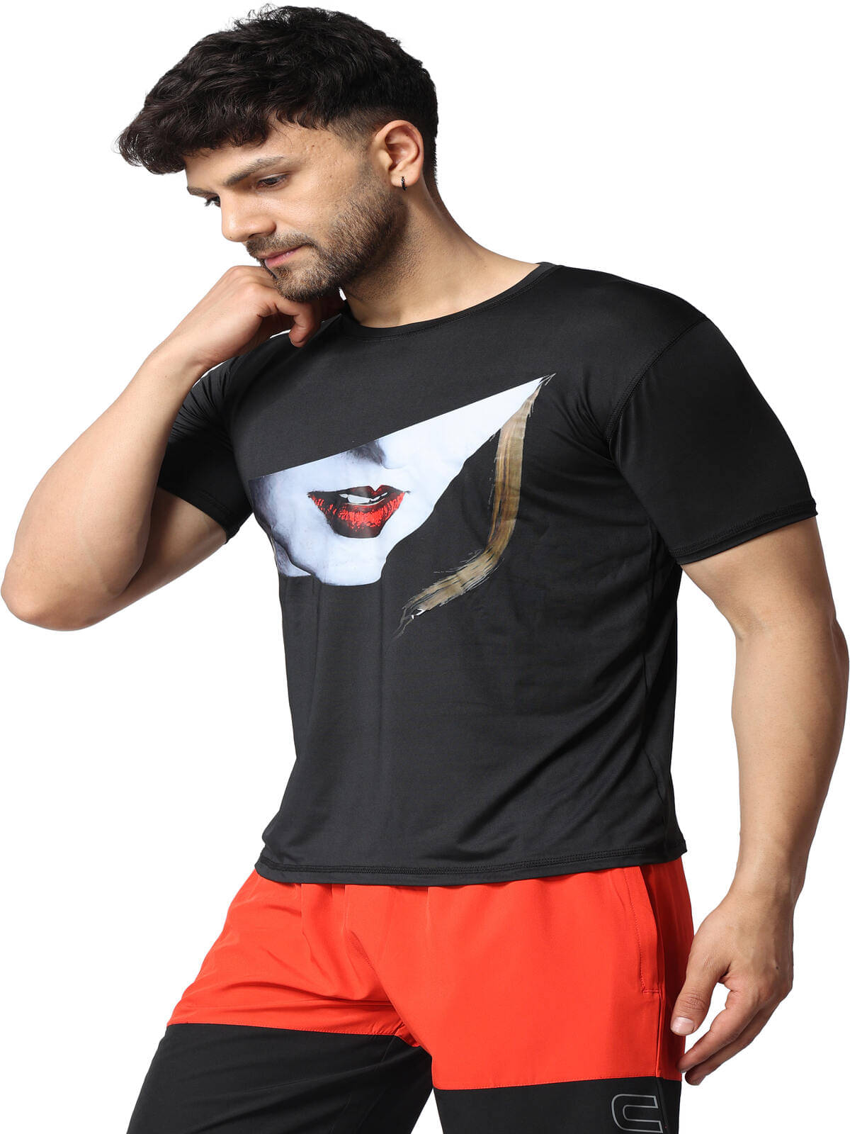     			FLIRTY SOUL Men Polyester Regular Fit Printed T-Shirt ( Black )