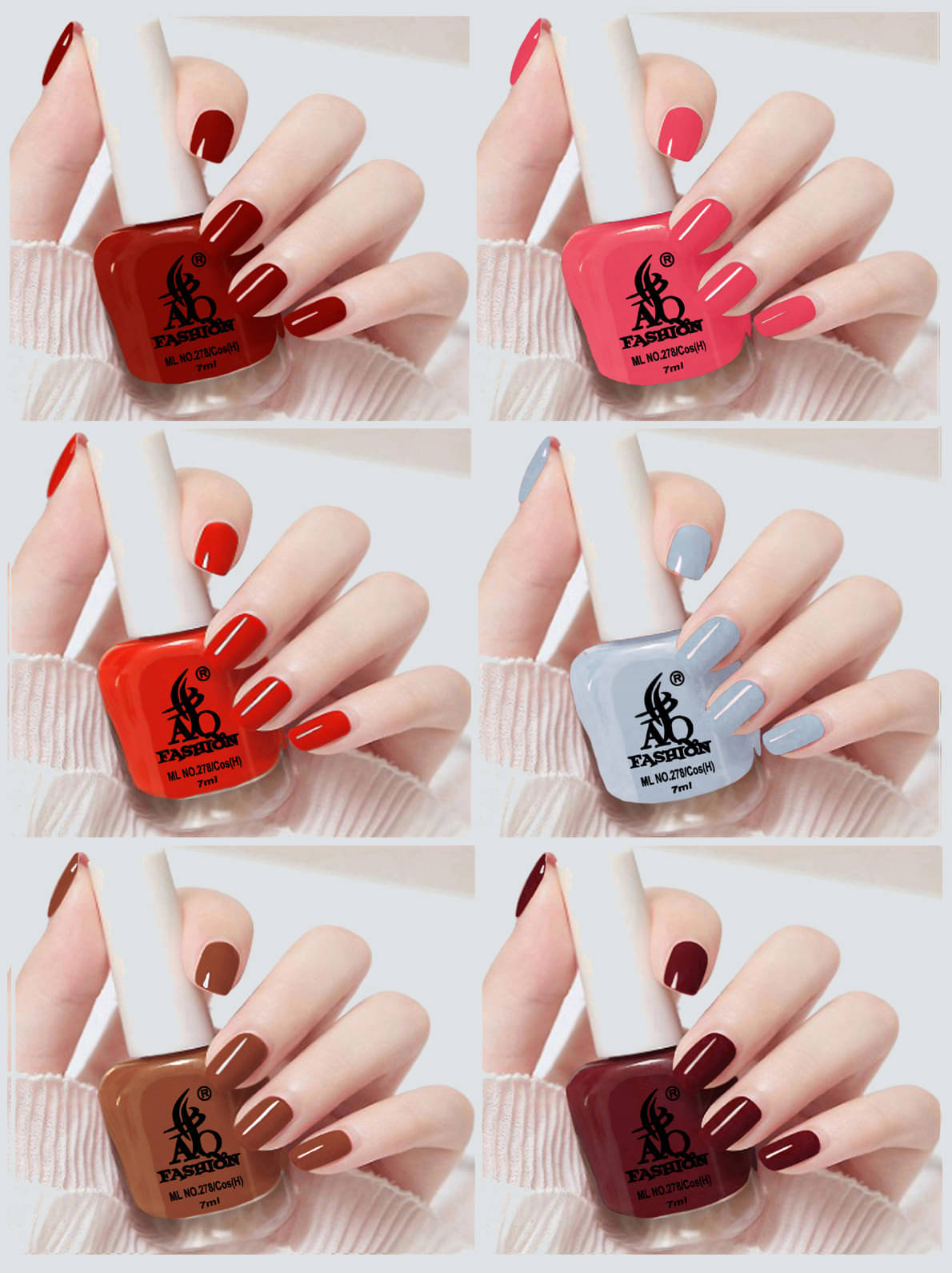     			AQ FASHION Multi Nail Polish 42 ( Pack of 6 )