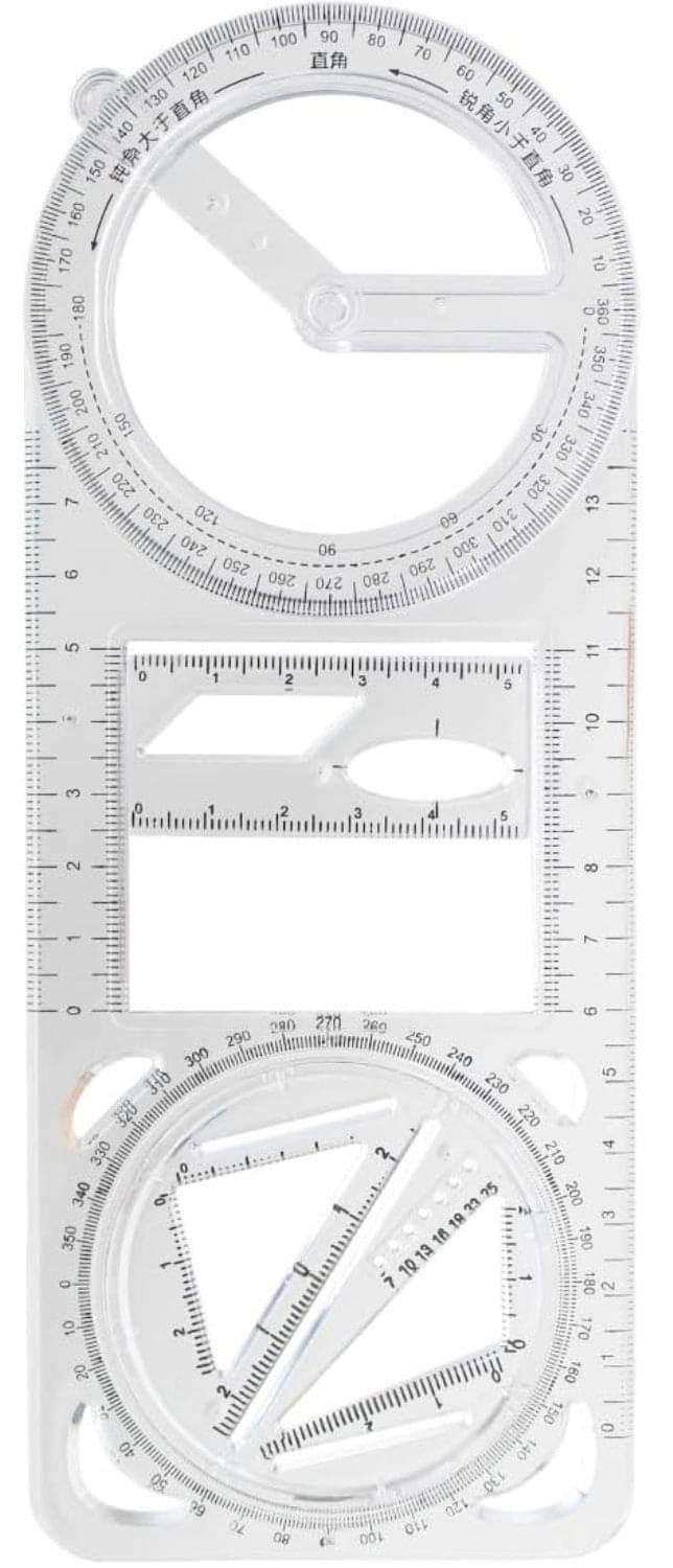    			Gadget Deals all in one- Geometric Ruler | geometry ruler | multifunctional geometric ruler | geometric ruler for kids | Math Transparent Plastic Movable Drawing Template for school students