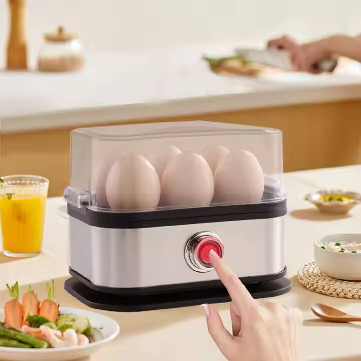 Gjshop Steamer for Boiling Up to 6 Eggs | 3 Boiling Modes Smart Instant Electric Egg Boiler | Automatic Power Off | Egg Cooker Gjshop Steamer for Boiling Up to 6 Eggs | 3 Boiling Modes Smart Instant Electric Egg Boiler | Automatic Power Off | Egg Cooker