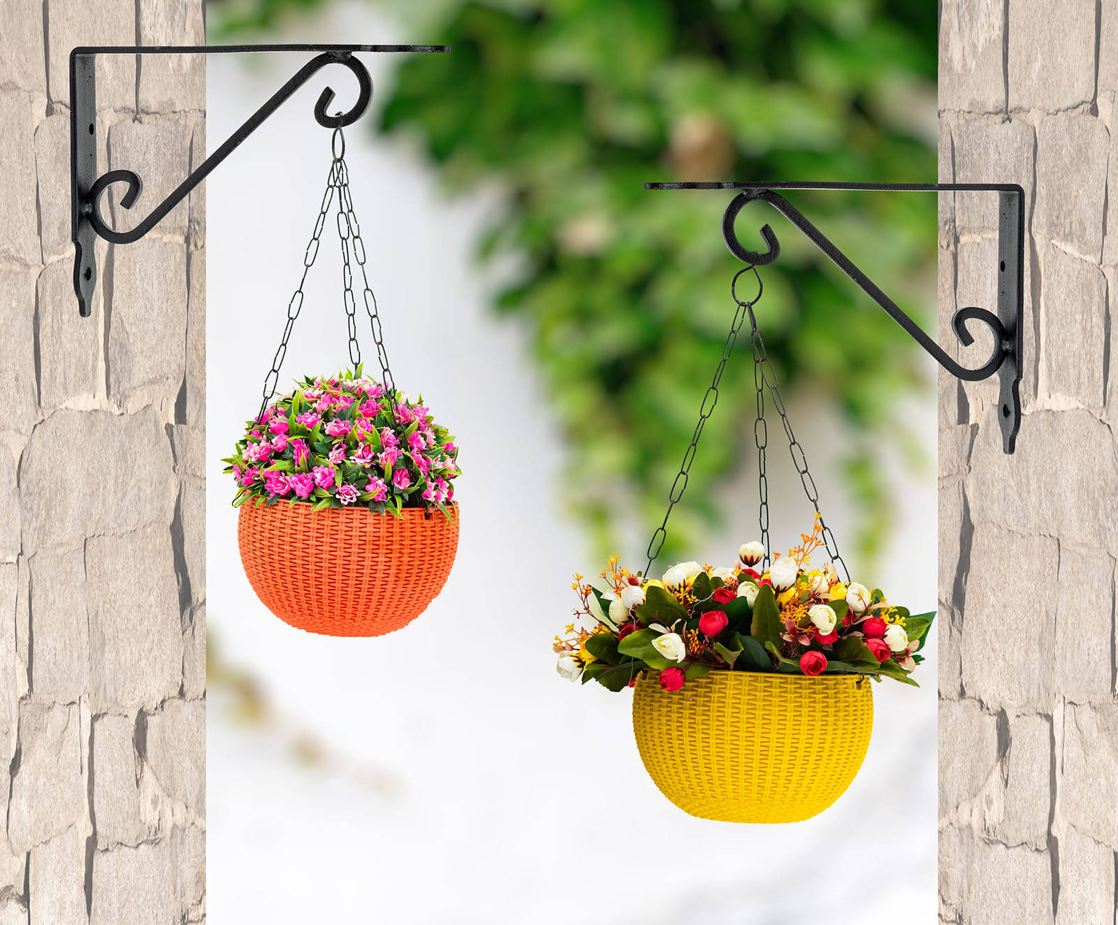 Globus 036 WALL MOUNTED METAL BRACKET SET/2 PCS (SIZE 4.5X5.5 INCH ( 11x14cm) , BLACK FOR HANGING POTS/BIRD FEEDERS/FLOWER BASKETS/PANTERS/LANTERNS/WIND CHIMES FOR INDOOR OR OUTDOOR USE. Plant Container Set Globus 036 WALL MOUNTED METAL BRACKET SET/2 PCS (SIZE 4.5X5.5 INCH ( 11x14cm) , BLACK FOR HANGING POTS/BIRD FEEDERS/FLOWER BASKETS/PANTERS/LANTERNS/WIND CHIMES FOR INDOOR OR OUTDOOR USE. Plant Container Set