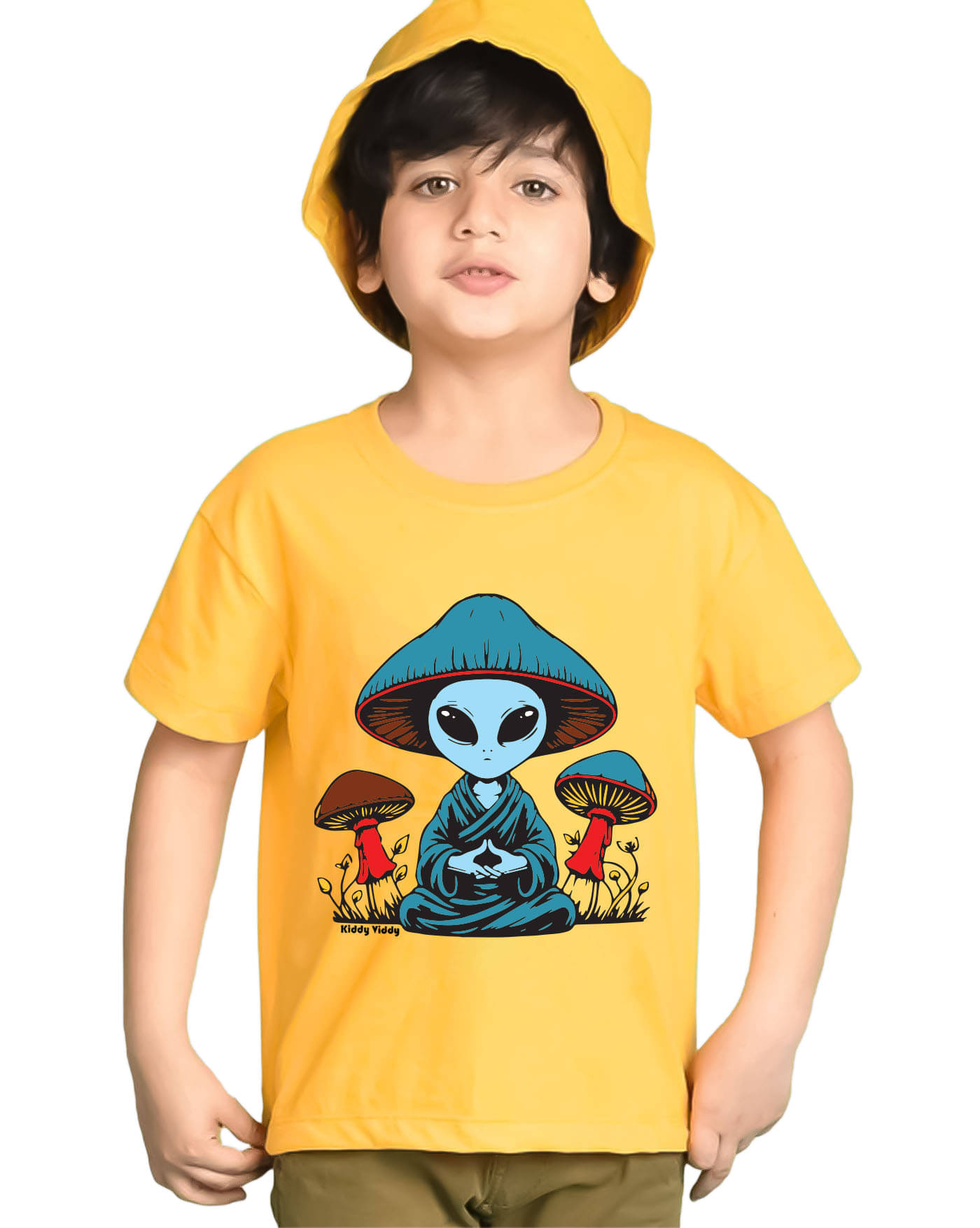     			KIDDY VIDDY Pack of 1 Boys Cotton Blend T-Shirt ( Mustard )