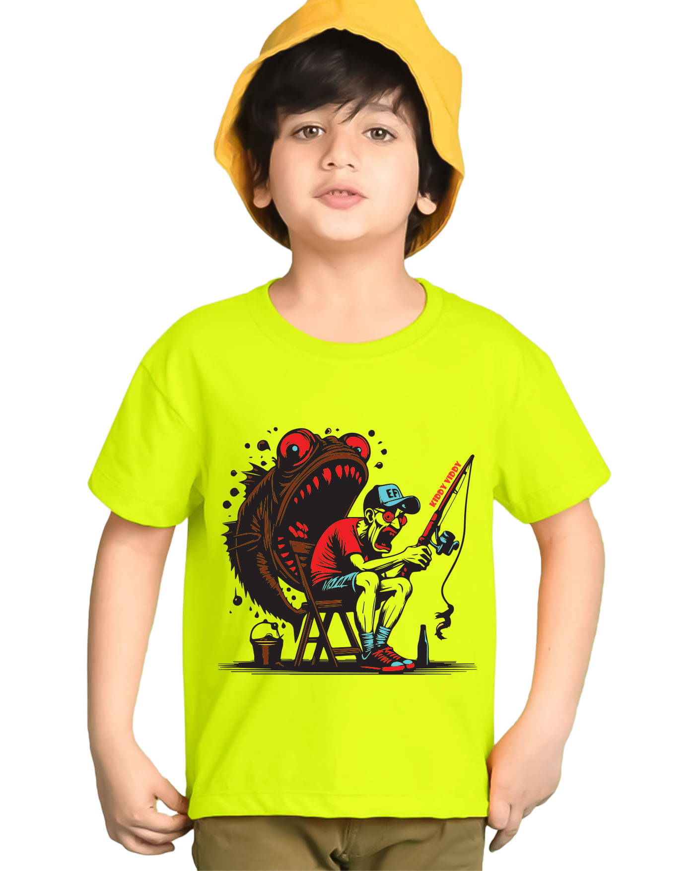     			KIDDY VIDDY Pack of 1 Boys Cotton Blend T-Shirt ( Neon Green )
