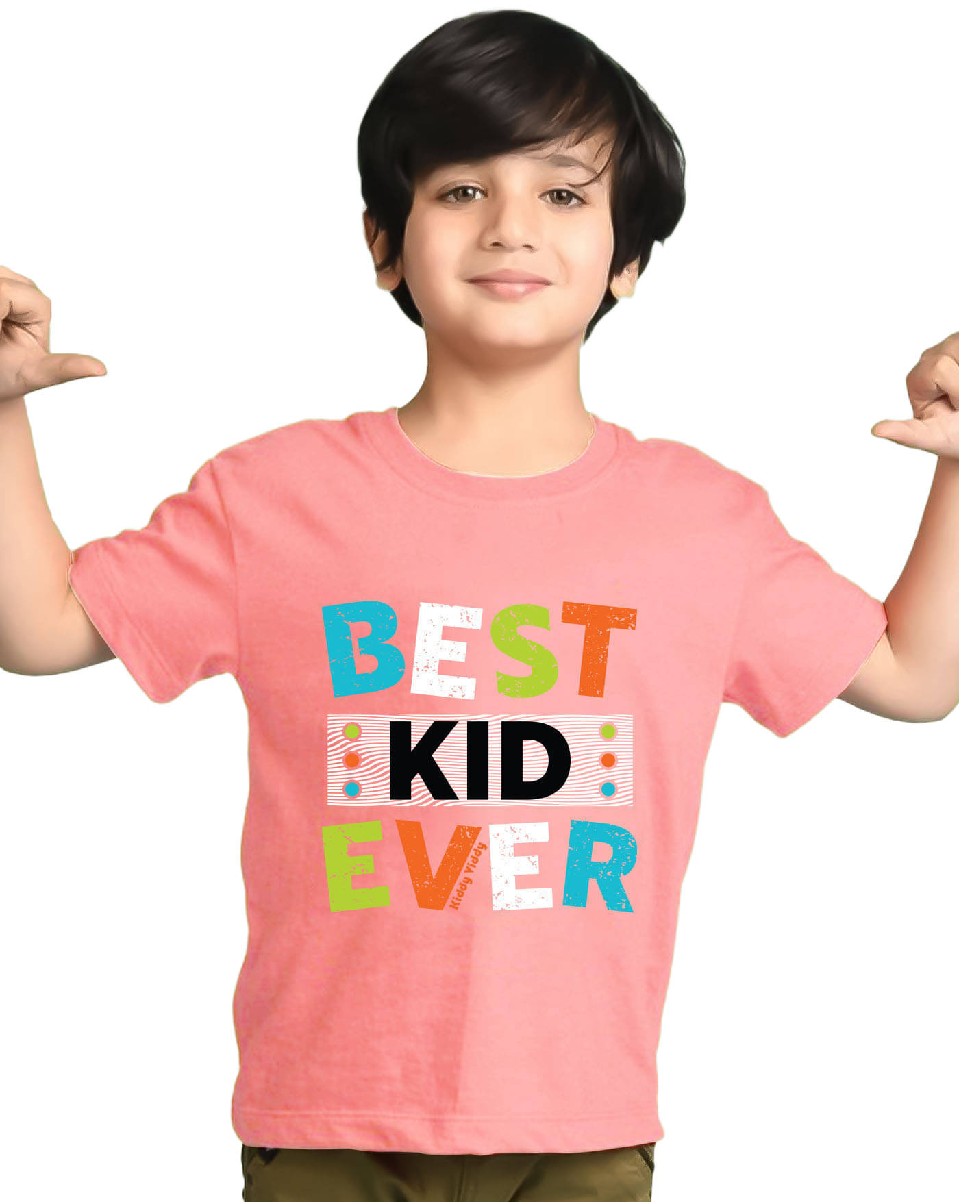     			KIDDY VIDDY Pack of 1 Boys Cotton Blend T-Shirt ( Peach )