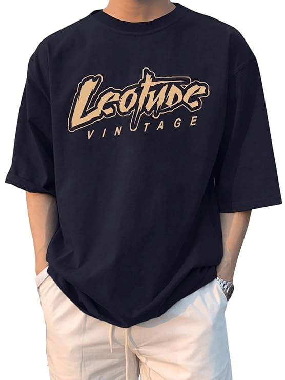 Leotude Men Cotton Blend Oversized Fit Printed T-Shirt ( Navy Blue ) Leotude Men Cotton Blend Oversized Fit Printed T-Shirt ( Navy Blue )