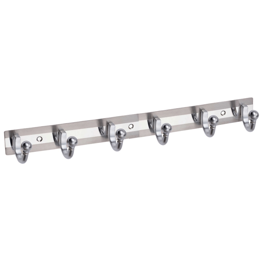 MALAIKAH Stainless Steel 6 Hook Wall Mounted Cloth Hanger – Heavy-Duty Rustproof Multi-Purpose Hanger for Clothes, Keys, Bags & Towels (Pack Of 1) MALAIKAH Stainless Steel 6 Hook Wall Mounted Cloth Hanger – Heavy-Duty Rustproof Multi-Purpose Hanger for Clothes, Keys, Bags & Towels (Pack Of 1)
