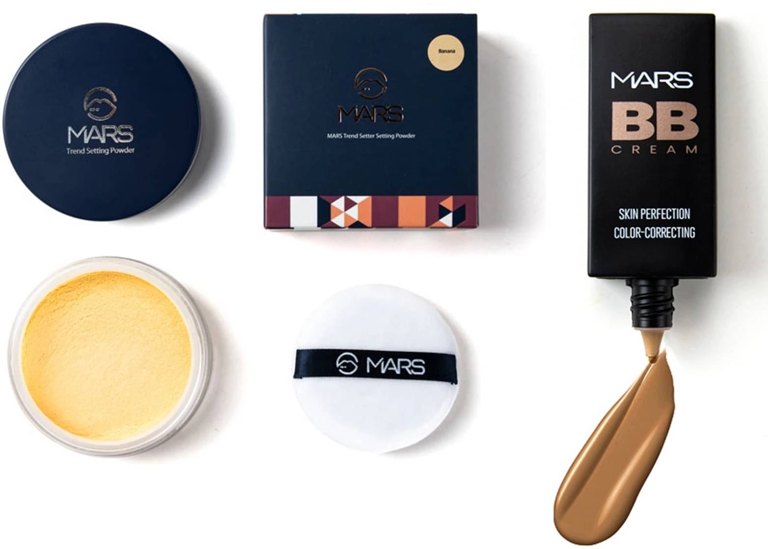     			MARS Ultra Fine Matte Banana Loose Powder With Rich BB Cream Foundation (2 Items in the set)