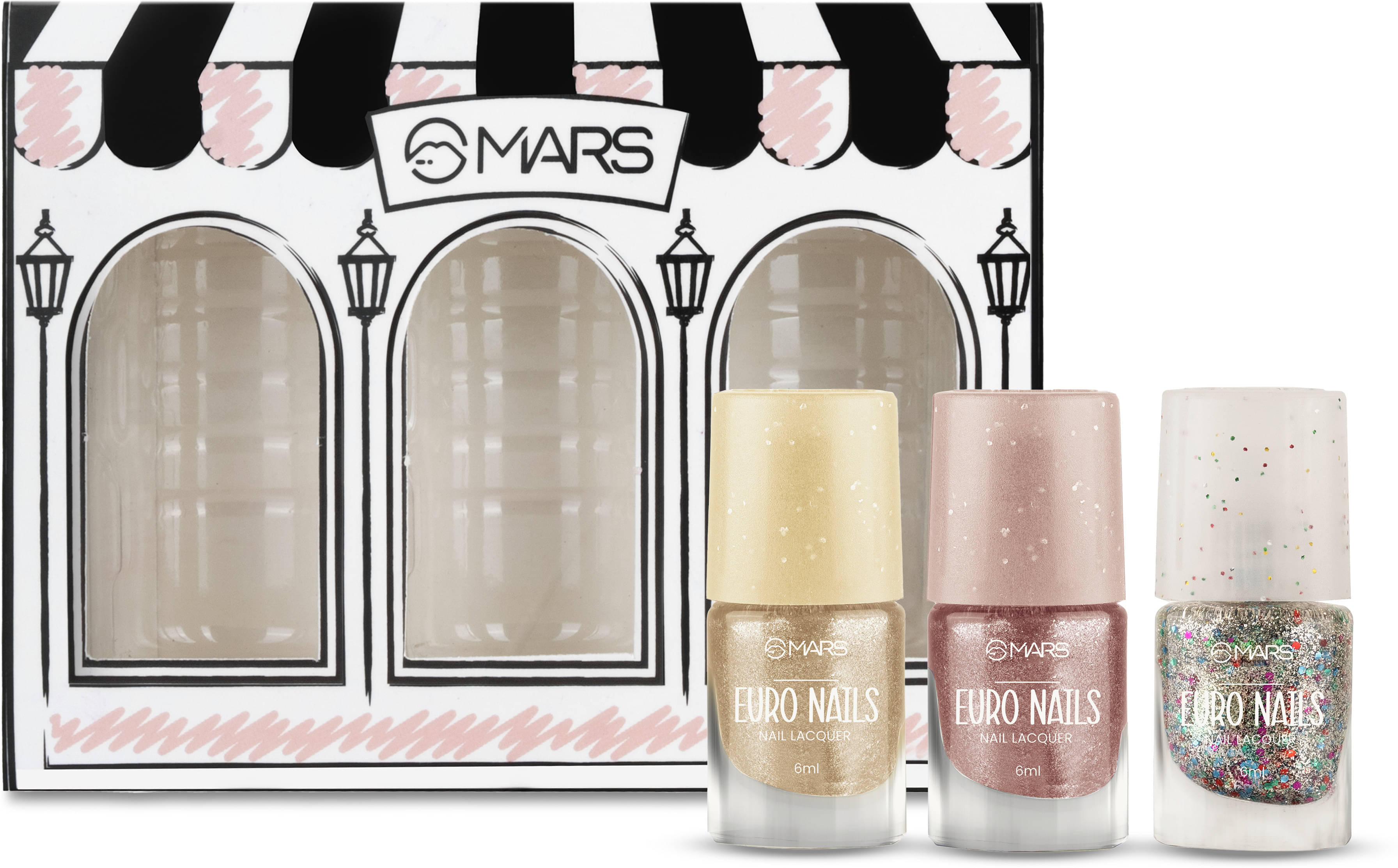 MARS EURO Nail Lacquer |Glossy Gel Finish |Chip Free |Quick Drying Formula (6 ml x 3) (3 Items in the set) MARS EURO Nail Lacquer |Glossy Gel Finish |Chip Free |Quick Drying Formula (6 ml x 3) (3 Items in the set)