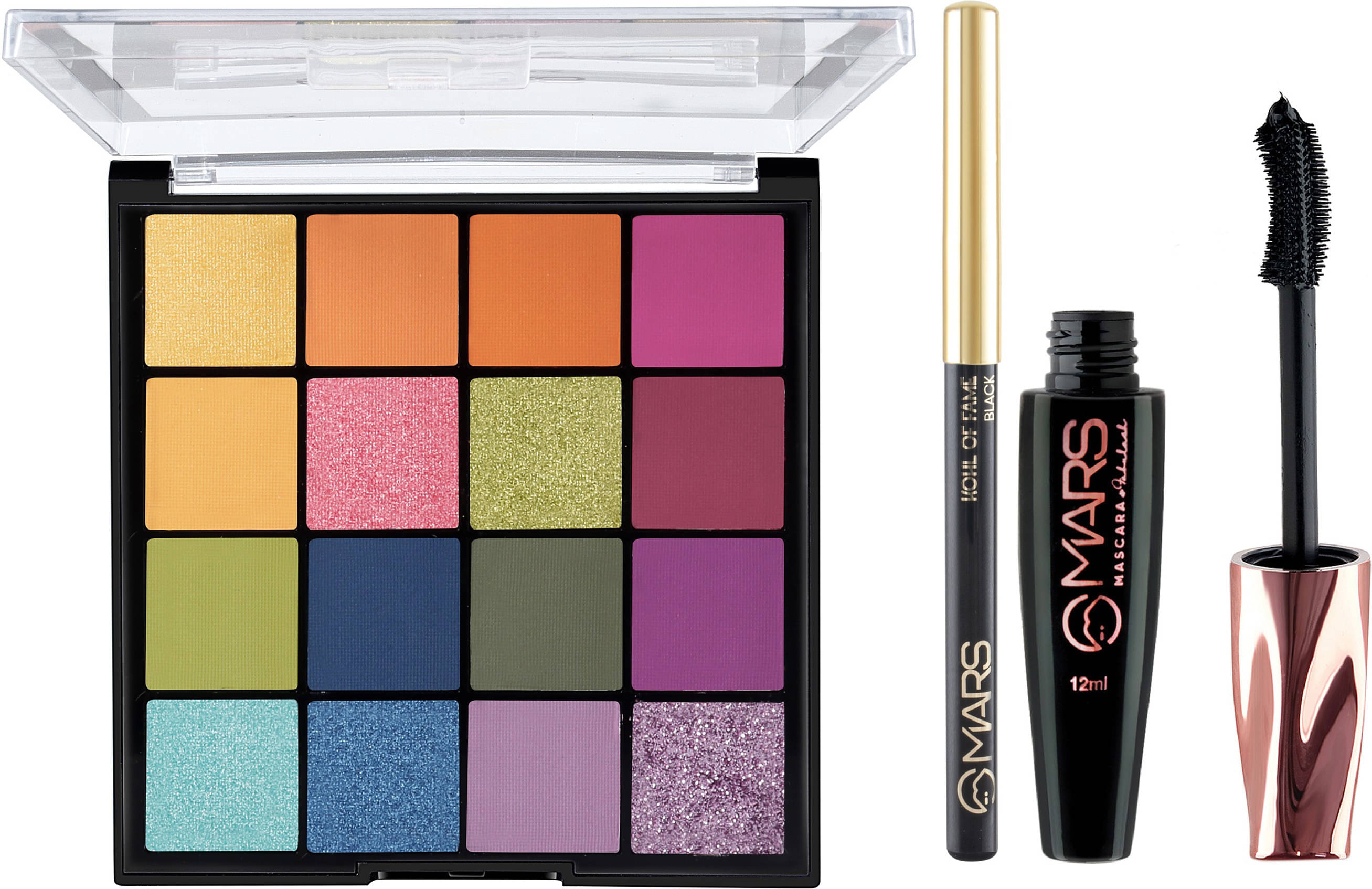     			MARS 16 Shade Velvety Eyeshadow Palette With Smudge Proof Mascara and Smudge Proof Kajal (3 Items in the set)