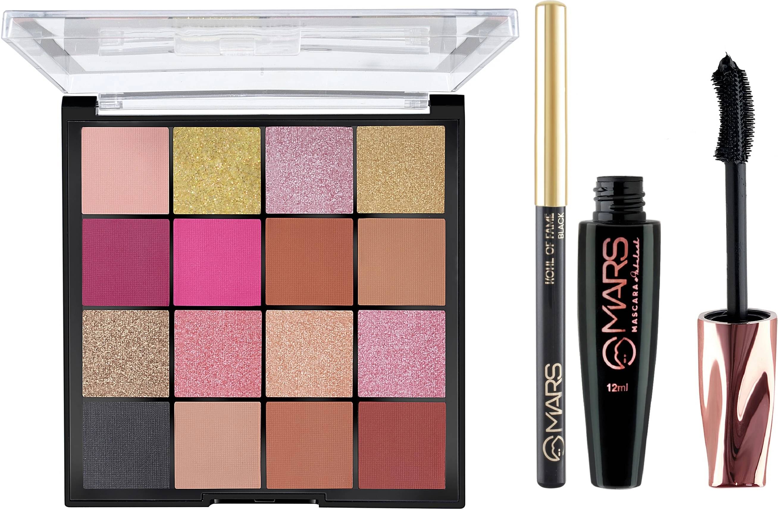     			MARS 16 Shade Ultra Pigmented Eyeshadow Palette With Smudge Proof Mascara and Smudge Proof Kajal (3 Items in the set)