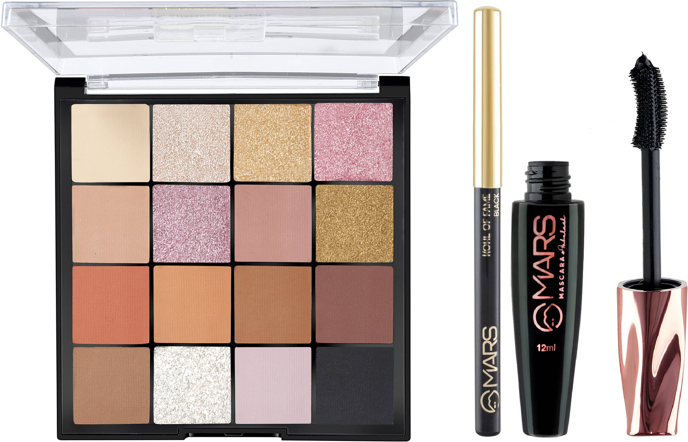     			MARS 16 Shade Smoky Eyes Eyeshadow Palette With Smudge Proof Mascara and Smudge Proof Kajal (3 Items in the set)