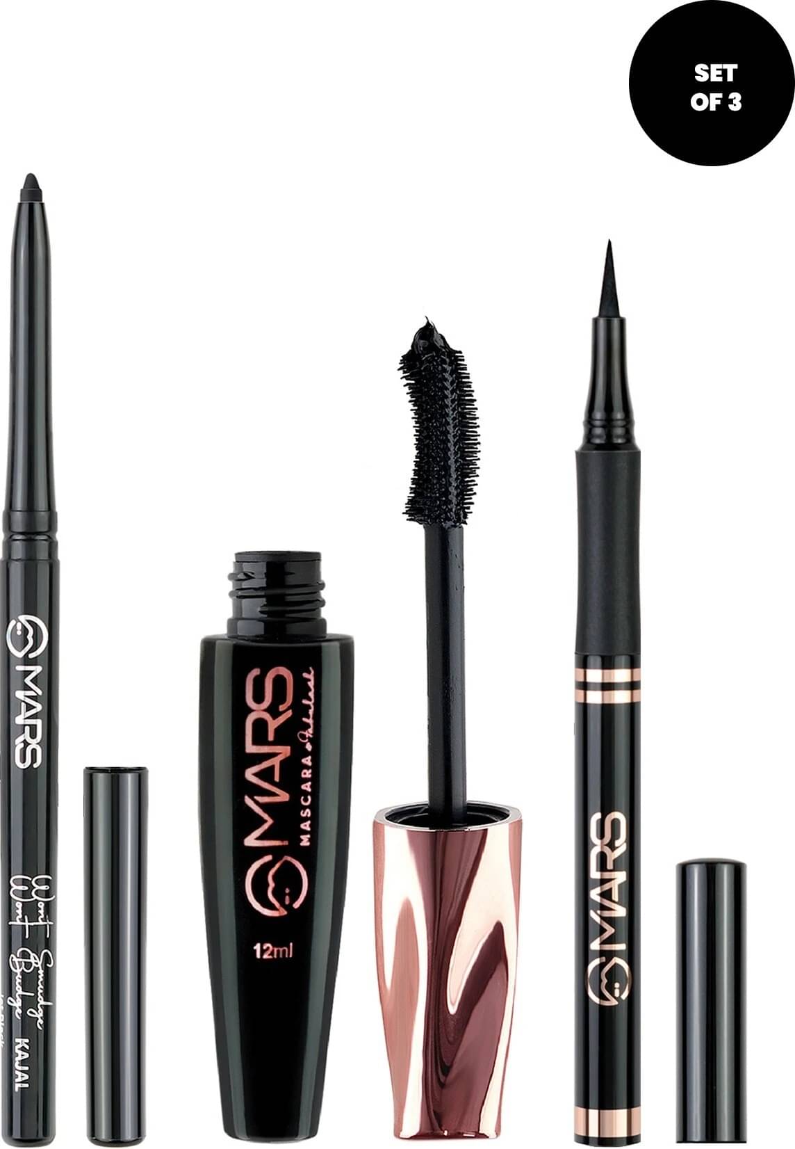     			MARS Smudge Proof Long Lasting Mascara Eyliner and Kajal pack of 3 (3 Items in the set)