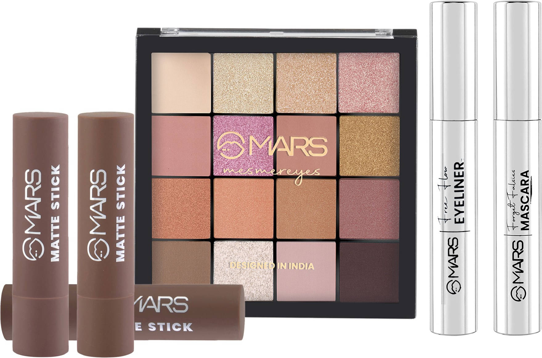     			MARS 16 Shade Eyeshadow+4 Shade Matte Lipstick+Smudge Proof Mascara and Eyeliner-05