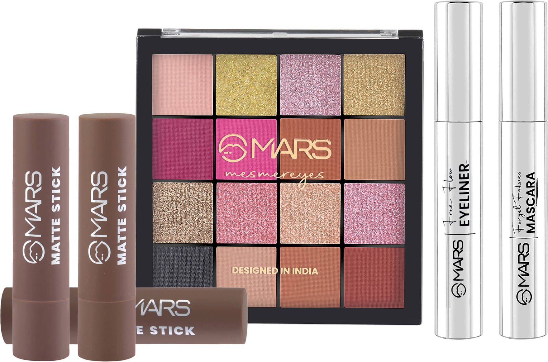     			MARS 16 Shade Eyeshadow+4 Shade Matte Lipstick+Smudge Proof Mascara and Eyeliner-09