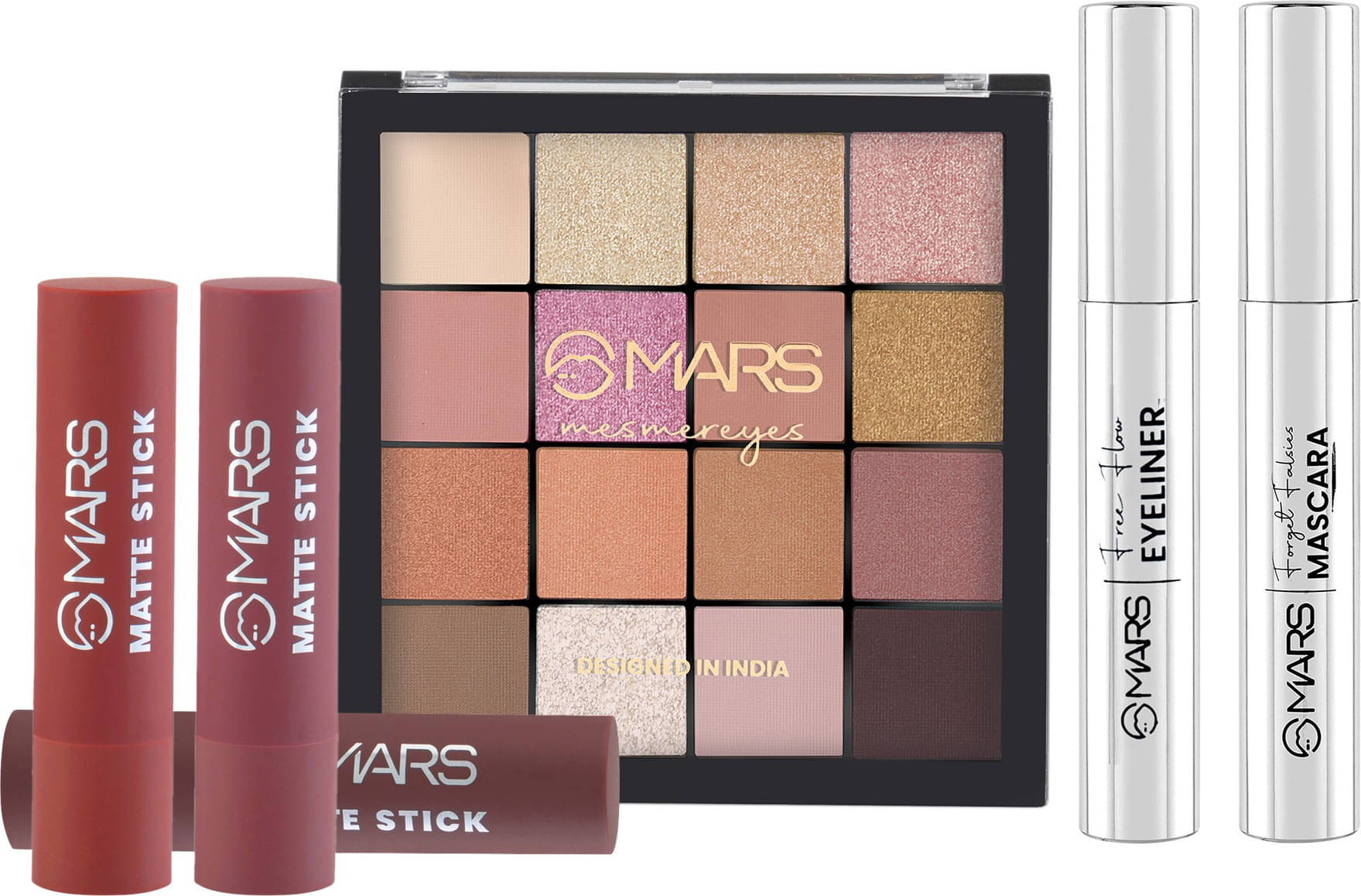     			MARS 16 Shade Eyeshadow+4 Shade Matte Lipstick+Smudge Proof Mascara and Eyeliner-08