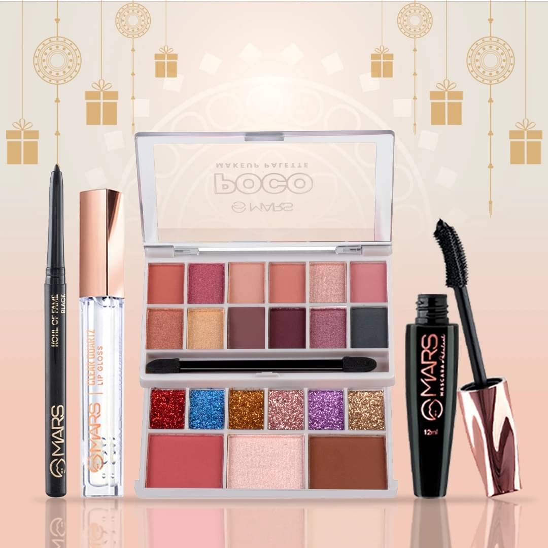 MARS 4 In 1 Makeup Combo Gift For Women & Girls | Mascara, Kajal, Lip Gloss, Kit (03) (4 Items in the set) MARS 4 In 1 Makeup Combo Gift For Women & Girls | Mascara, Kajal, Lip Gloss, Kit (03) (4 Items in the set)