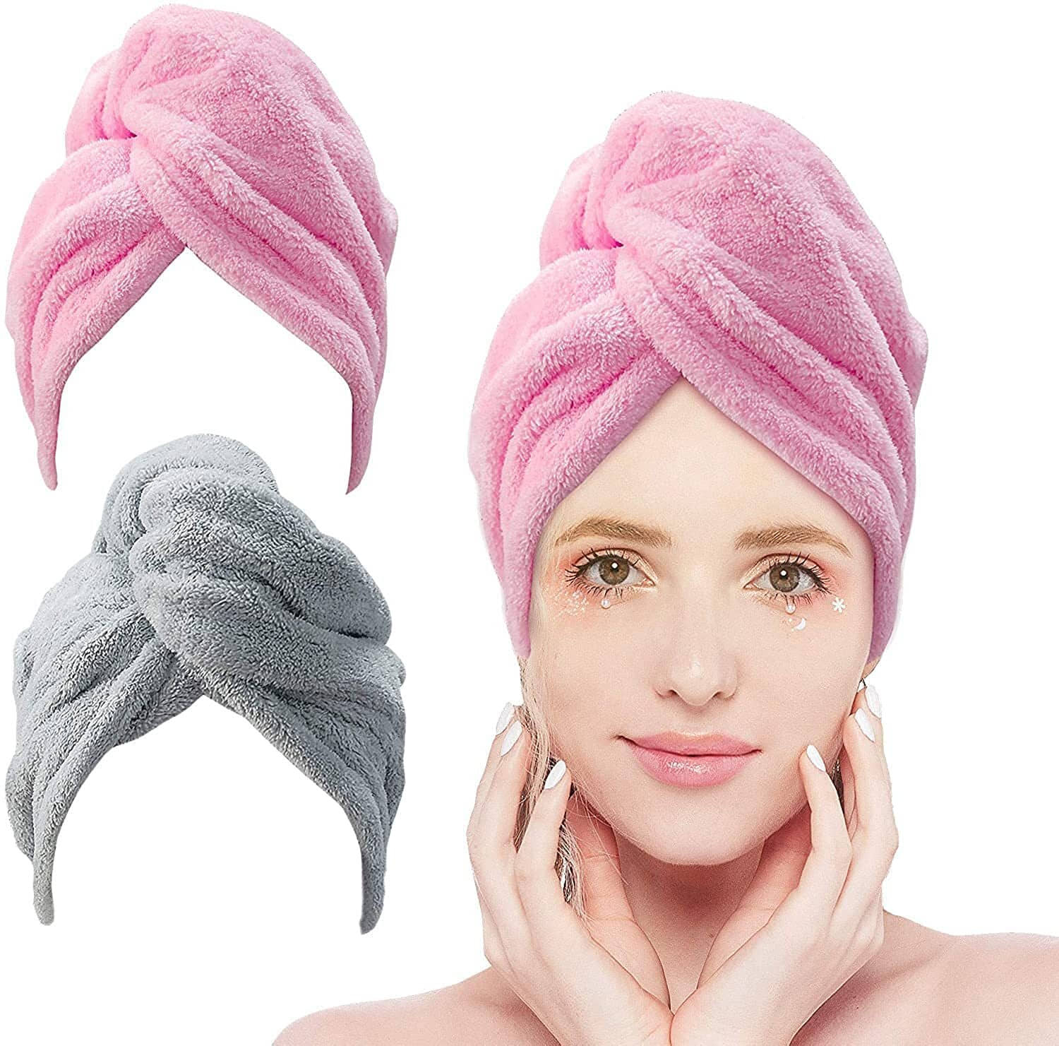 Midastra Multicolor Hair Towel Wrap ( Pack of 2 )