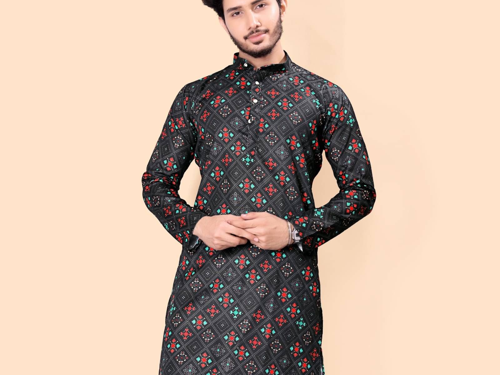    			NCC Black Cotton Blend Men's Regular Kurta ( Pack of 1 )