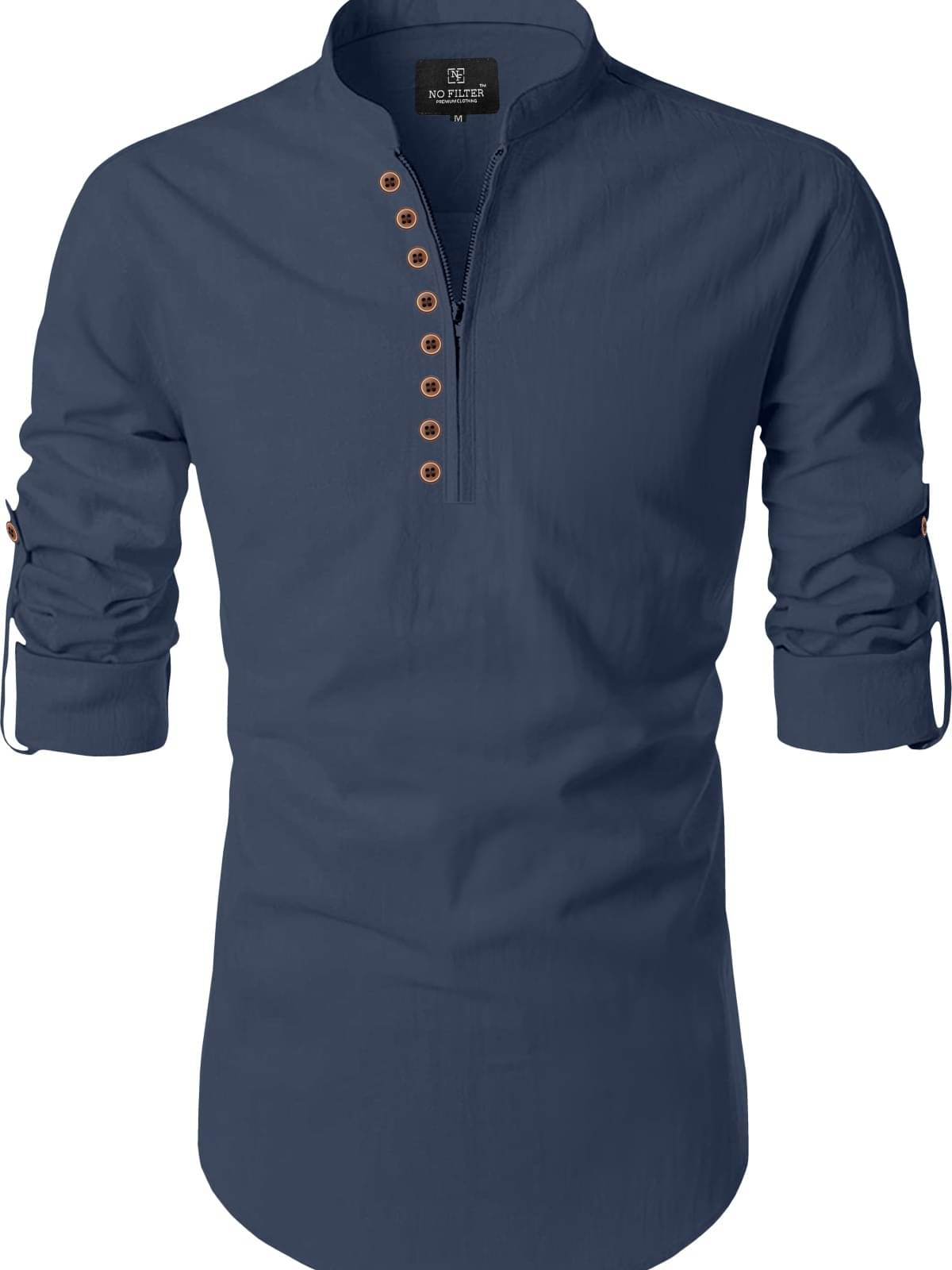 NCC Blue Cotton Blend Men's Shirt Style Kurta ( Pack of 1 )     			NCC Blue Cotton Blend Men's Shirt Style Kurta ( Pack of 1 )