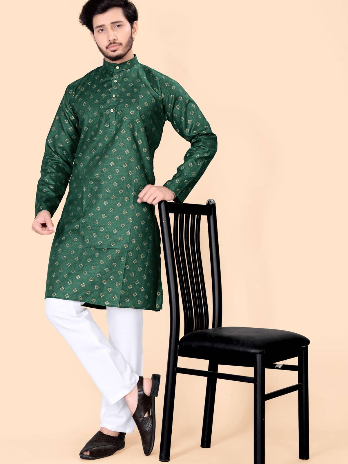     			NCC Dark Green Cotton Blend Regular Fit Men's Kurta Pyjama Set ( Pack of 1 )