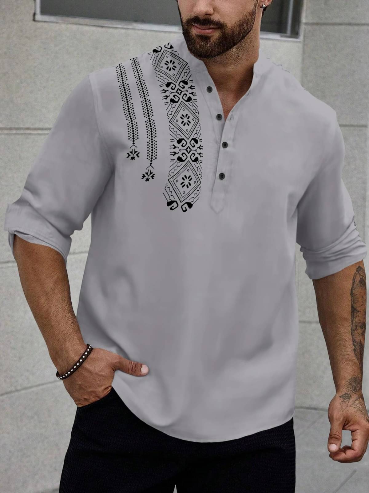 NCC Grey Cotton Blend Men's Shirt Style Kurta ( Pack of 1 ) NCC Grey Cotton Blend Men's Shirt Style Kurta ( Pack of 1 )