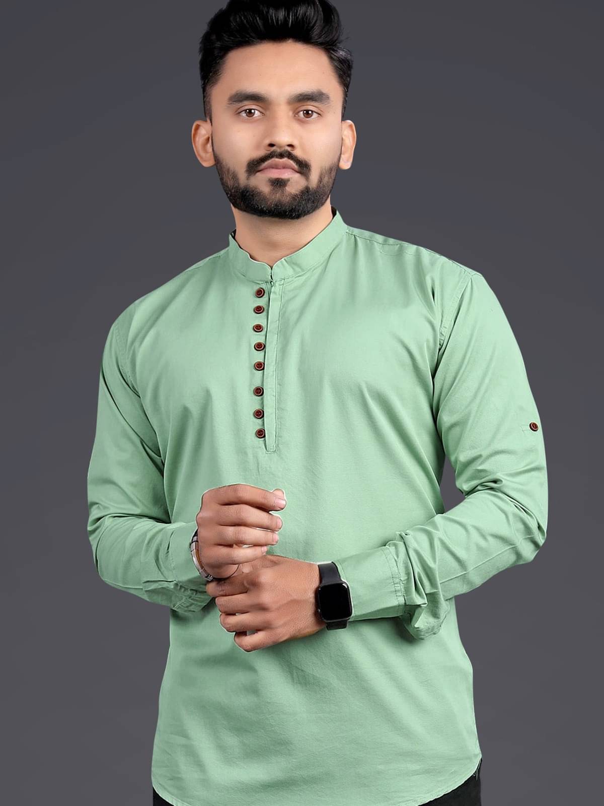 NCC Light Green Cotton Blend Men's Shirt Style Kurta ( Pack of 1 )     			NCC Light Green Cotton Blend Men's Shirt Style Kurta ( Pack of 1 )