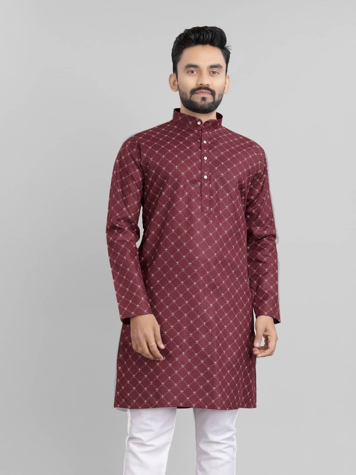     			NCC Maroon Cotton Blend Men's Regular Kurta ( Pack of 1 )