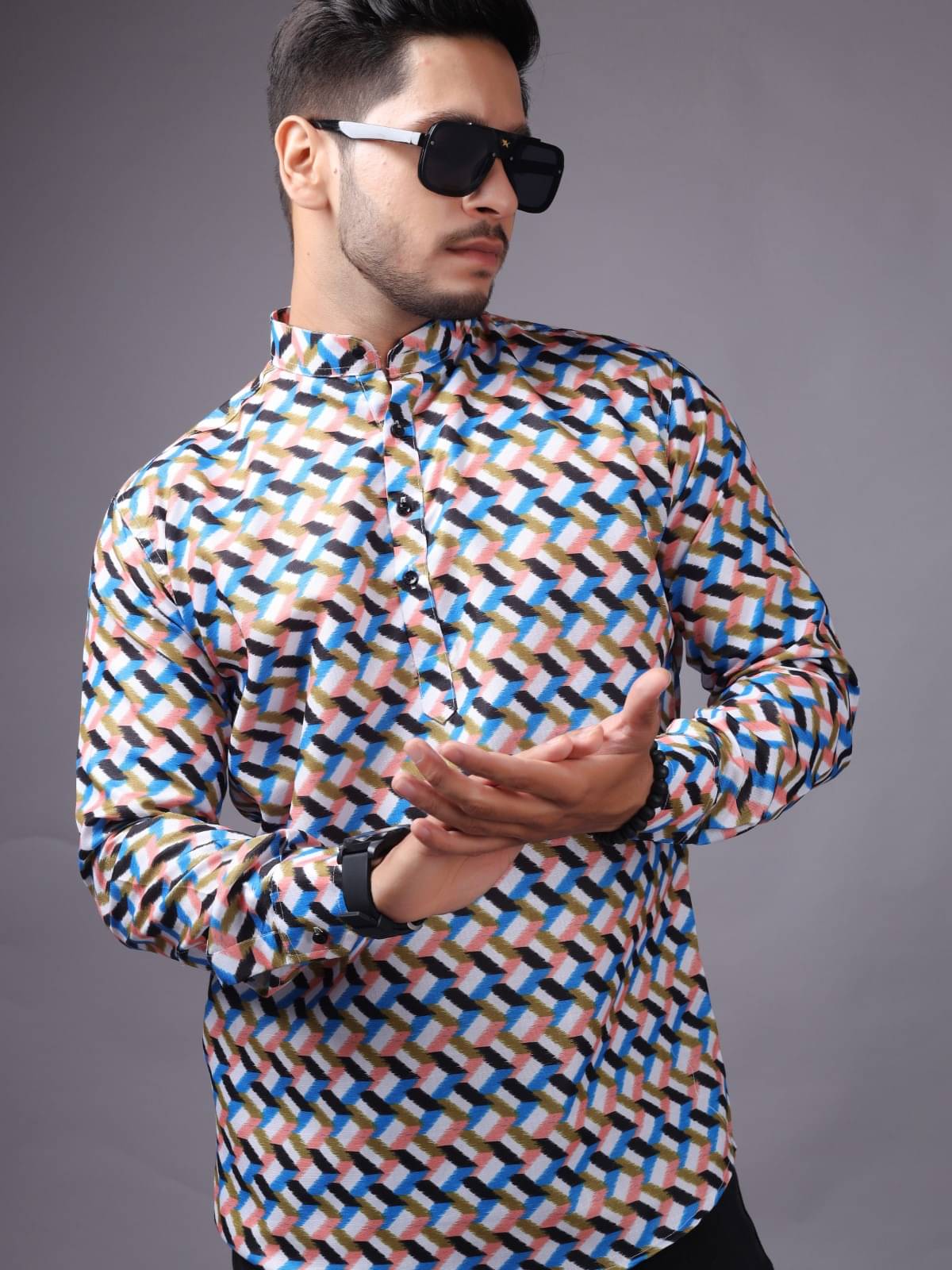 NCC Multi Cotton Blend Men's Shirt Style Kurta ( Pack of 1 )     			NCC Multi Cotton Blend Men's Shirt Style Kurta ( Pack of 1 )