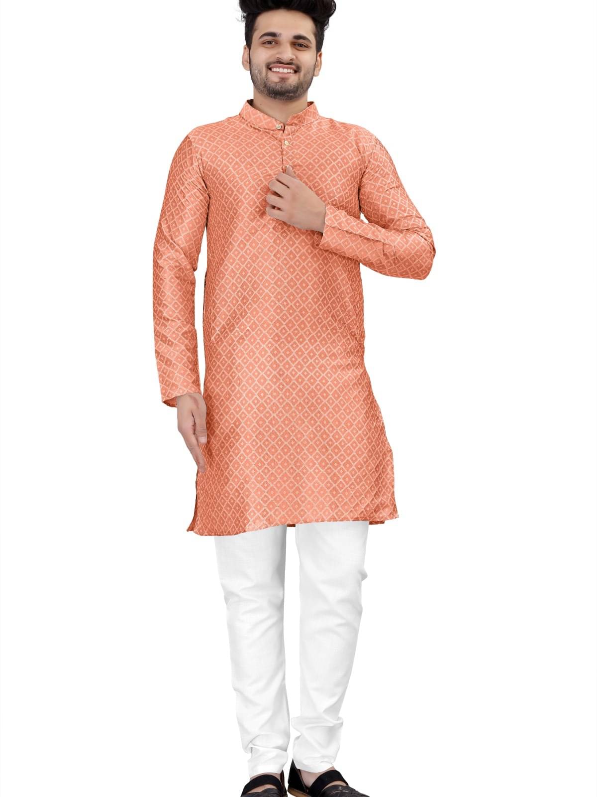     			NCC Pink Cotton Blend Men's Regular Kurta ( Pack of 1 )