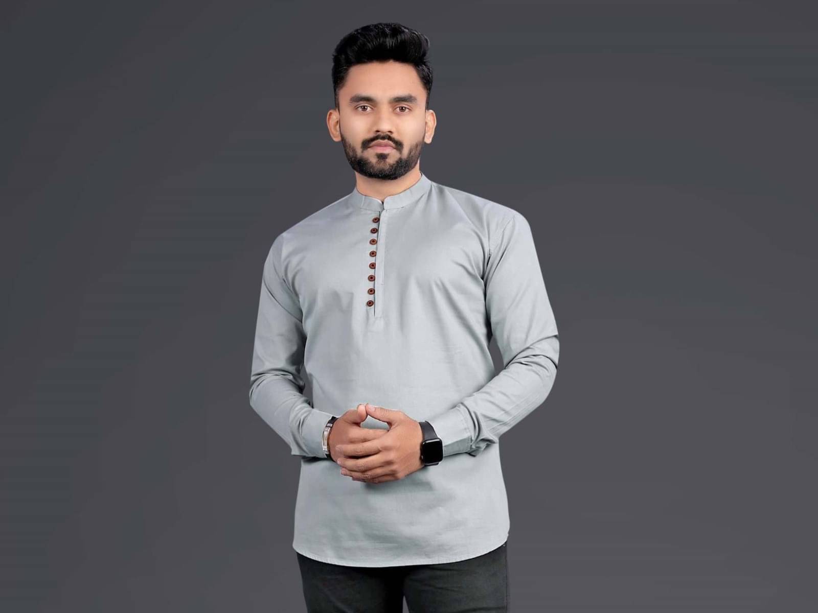 NCC Silver Cotton Blend Men's Shirt Style Kurta ( Pack of 1 ) NCC Silver Cotton Blend Men's Shirt Style Kurta ( Pack of 1 )