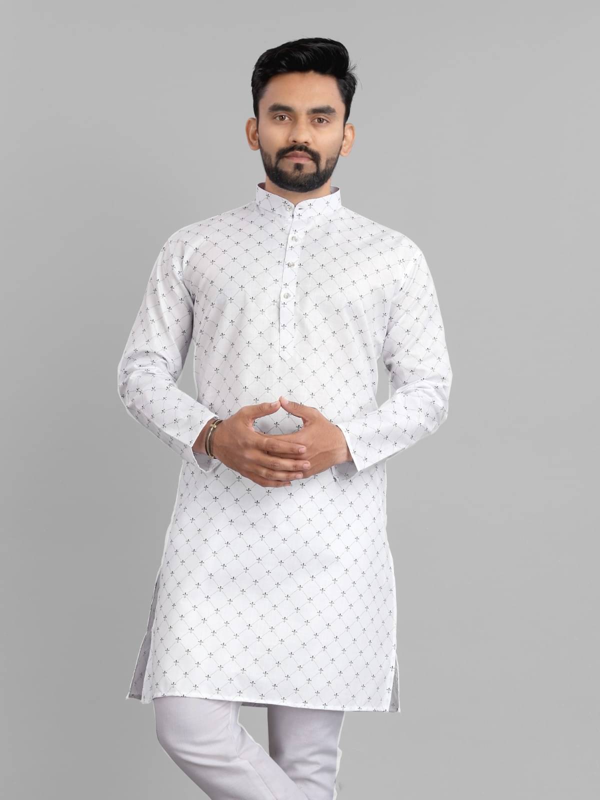 NCC White Cotton Blend Men's Regular Kurta ( Pack of 1 )     			NCC White Cotton Blend Men's Regular Kurta ( Pack of 1 )