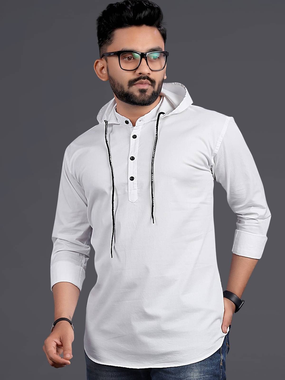     			NCC White Cotton Blend Men's Shirt Style Kurta ( Pack of 1 )