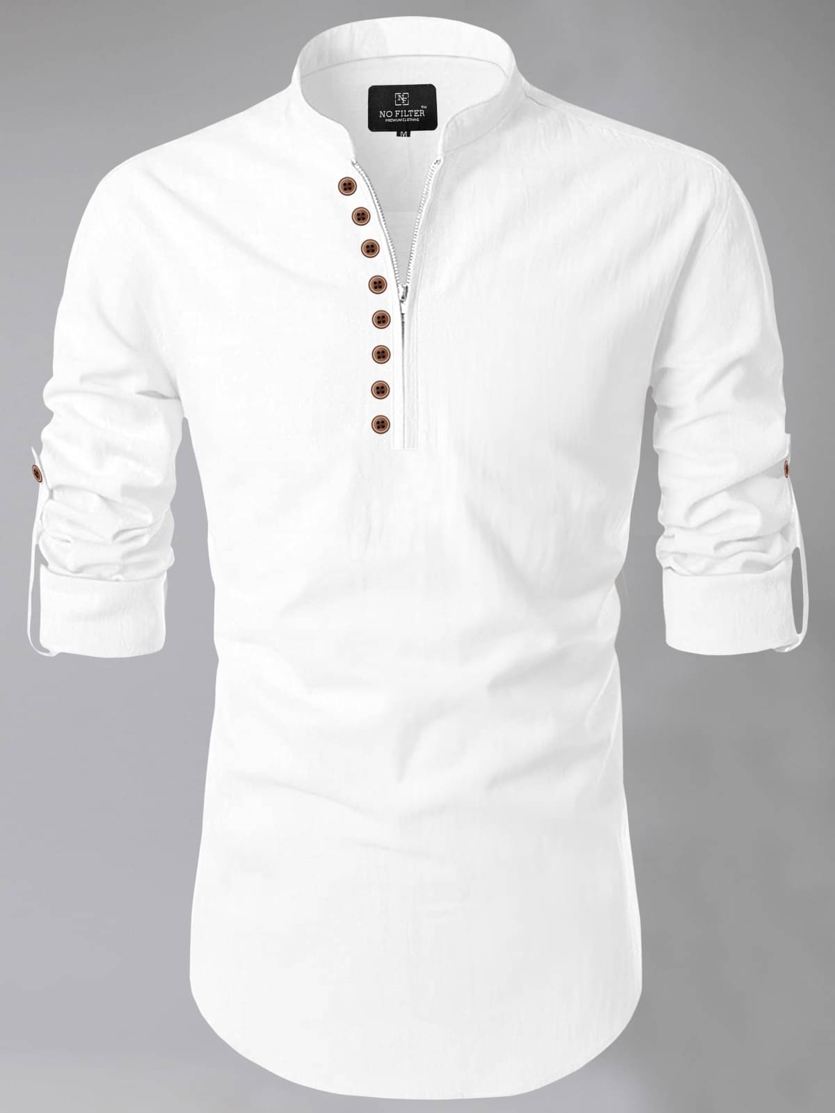     			NCC White Cotton Blend Men's Shirt Style Kurta ( Pack of 1 )