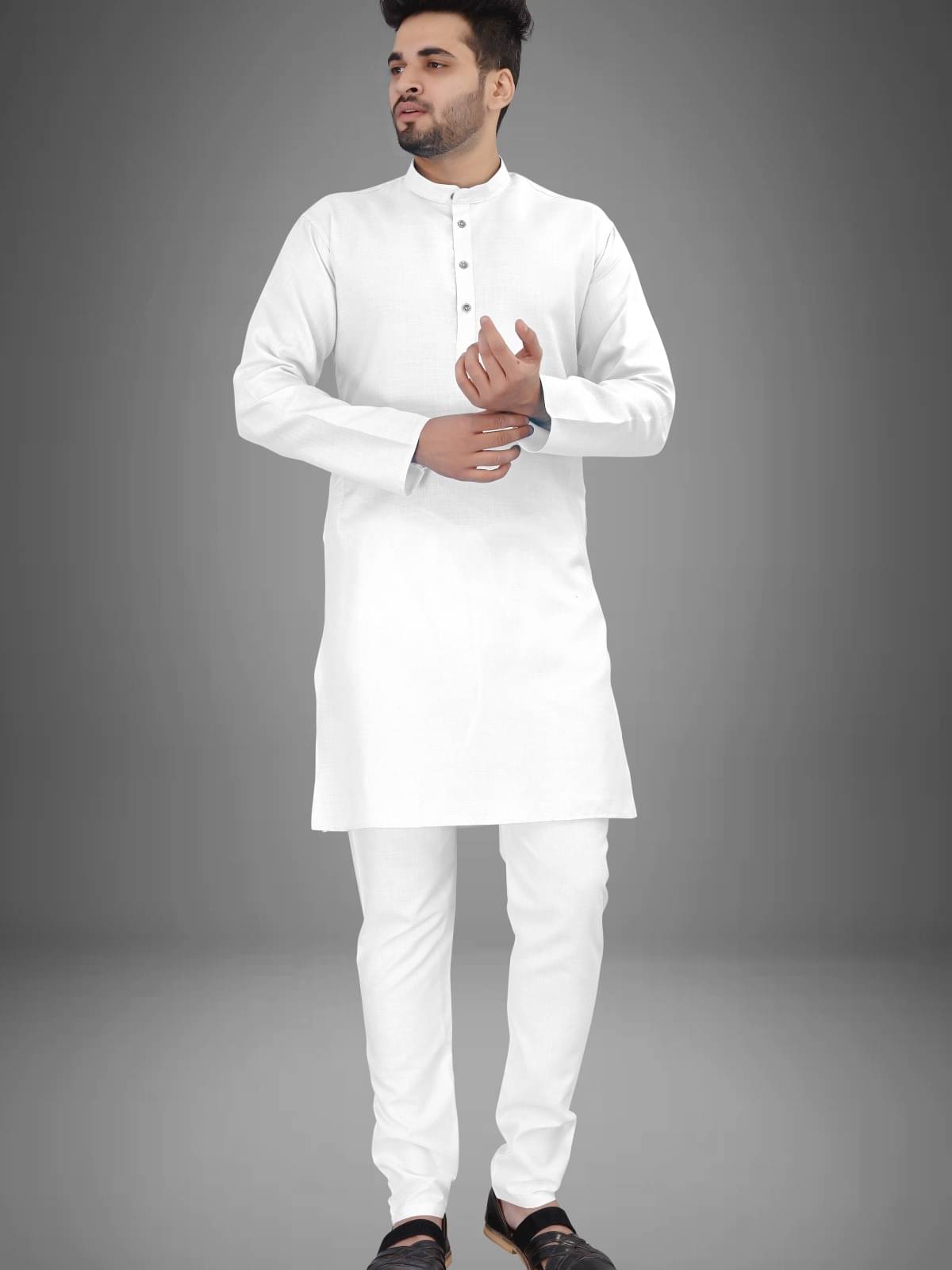 NCC White Cotton Blend Regular Fit Men's Kurta Pyjama Set ( Pack of 1 ) NCC White Cotton Blend Regular Fit Men's Kurta Pyjama Set ( Pack of 1 )