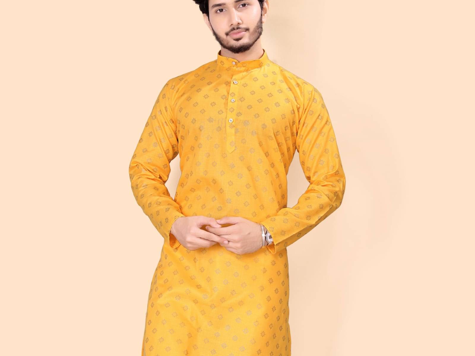 NCC Yellow Cotton Blend Men's Regular Kurta ( Pack of 1 ) NCC Yellow Cotton Blend Men's Regular Kurta ( Pack of 1 )