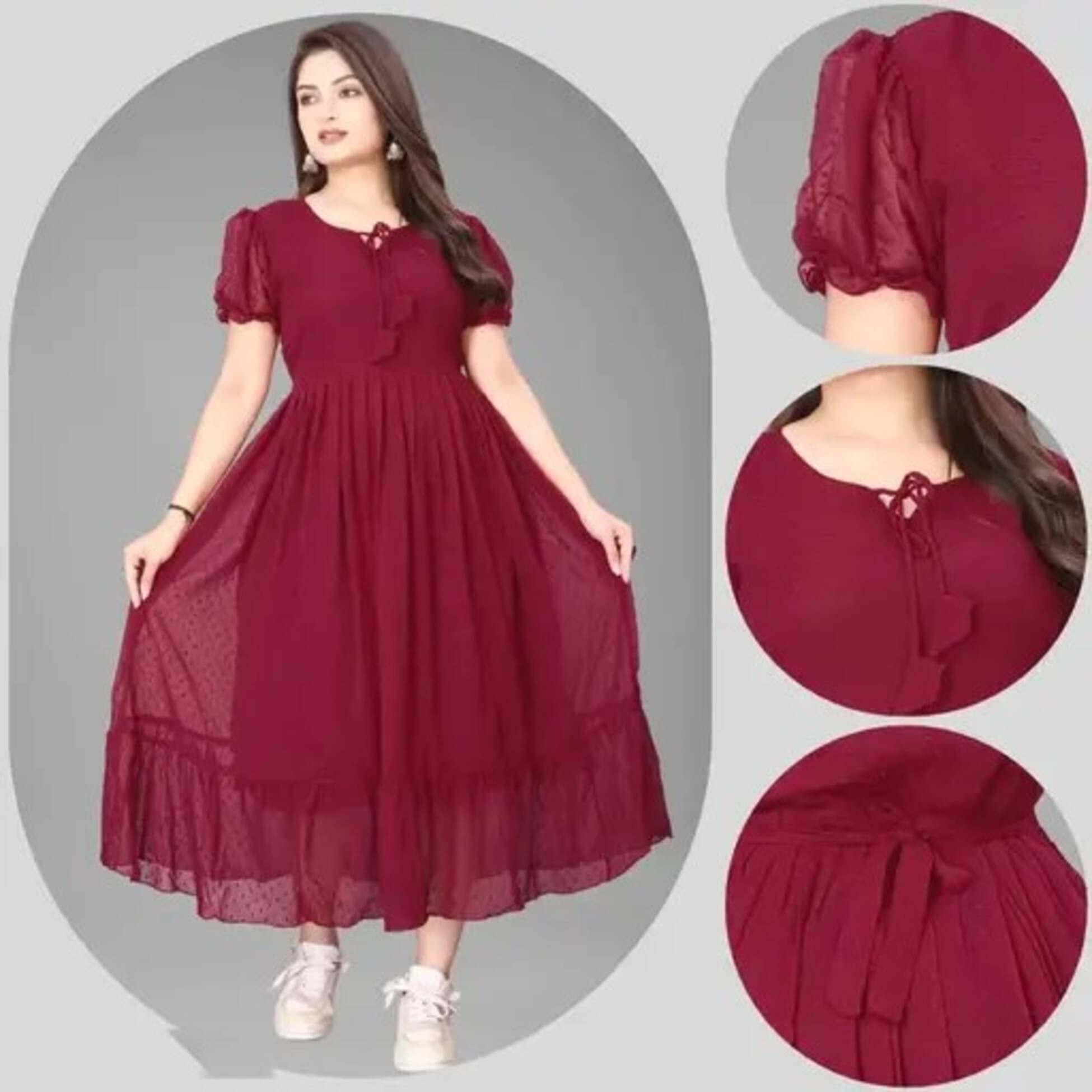     			Nilkanthvarni Creation Women Georgette Self Design Gown ( Maroon )
