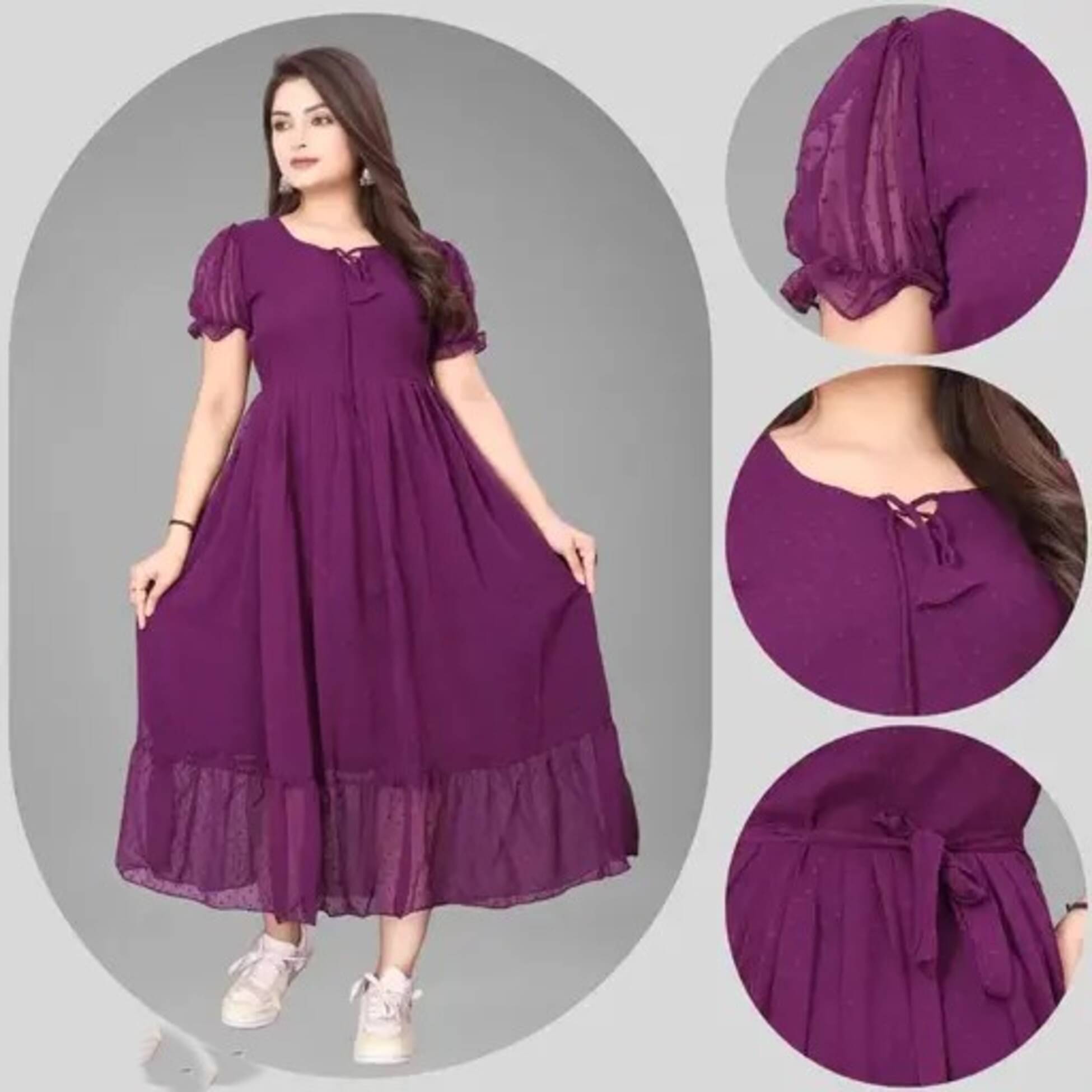     			Nilkanthvarni Creation Women Georgette Self Design Gown ( Purple )