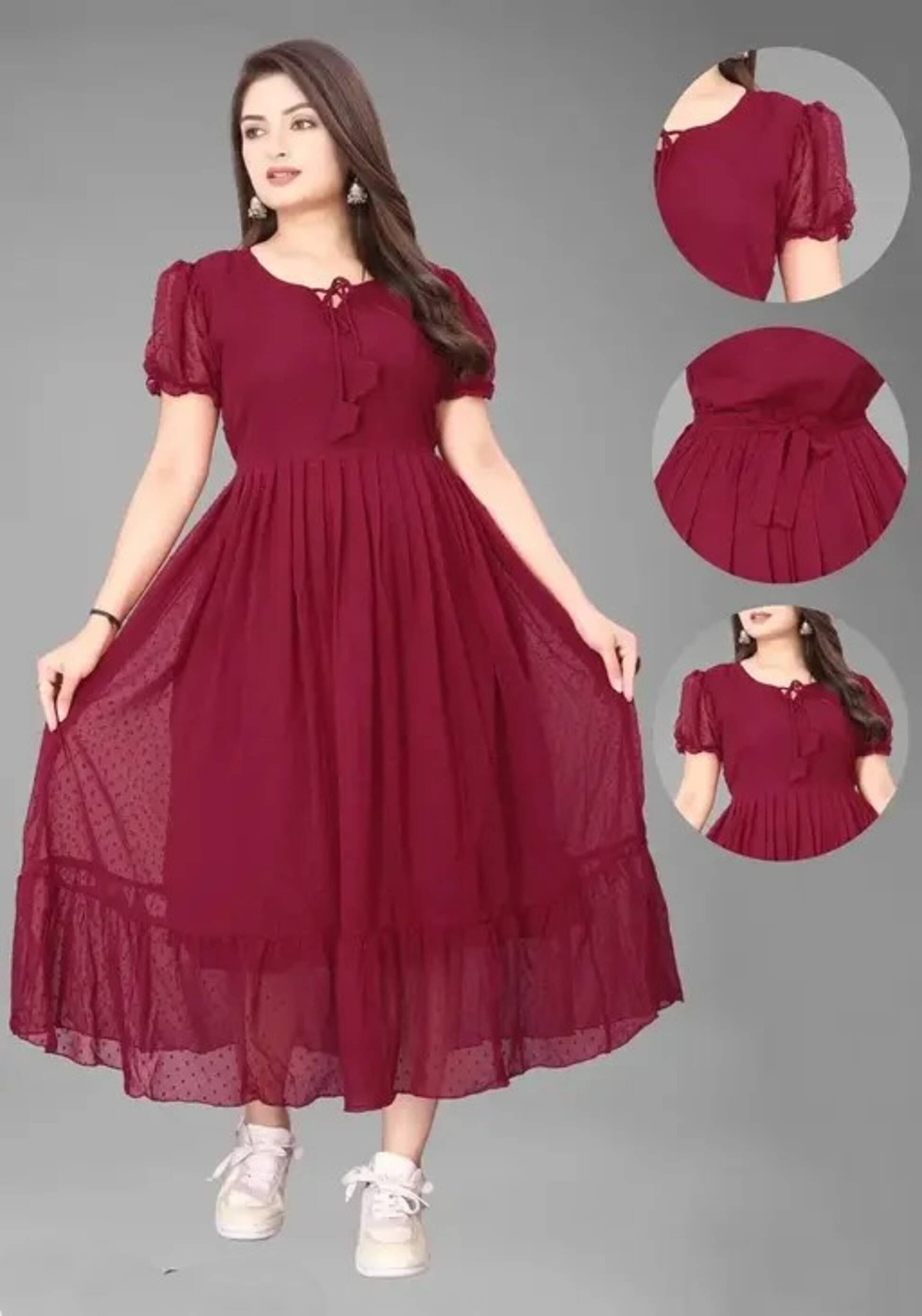     			Nilkanthvarni Creation Women Georgette Self Design Gown ( Maroon )