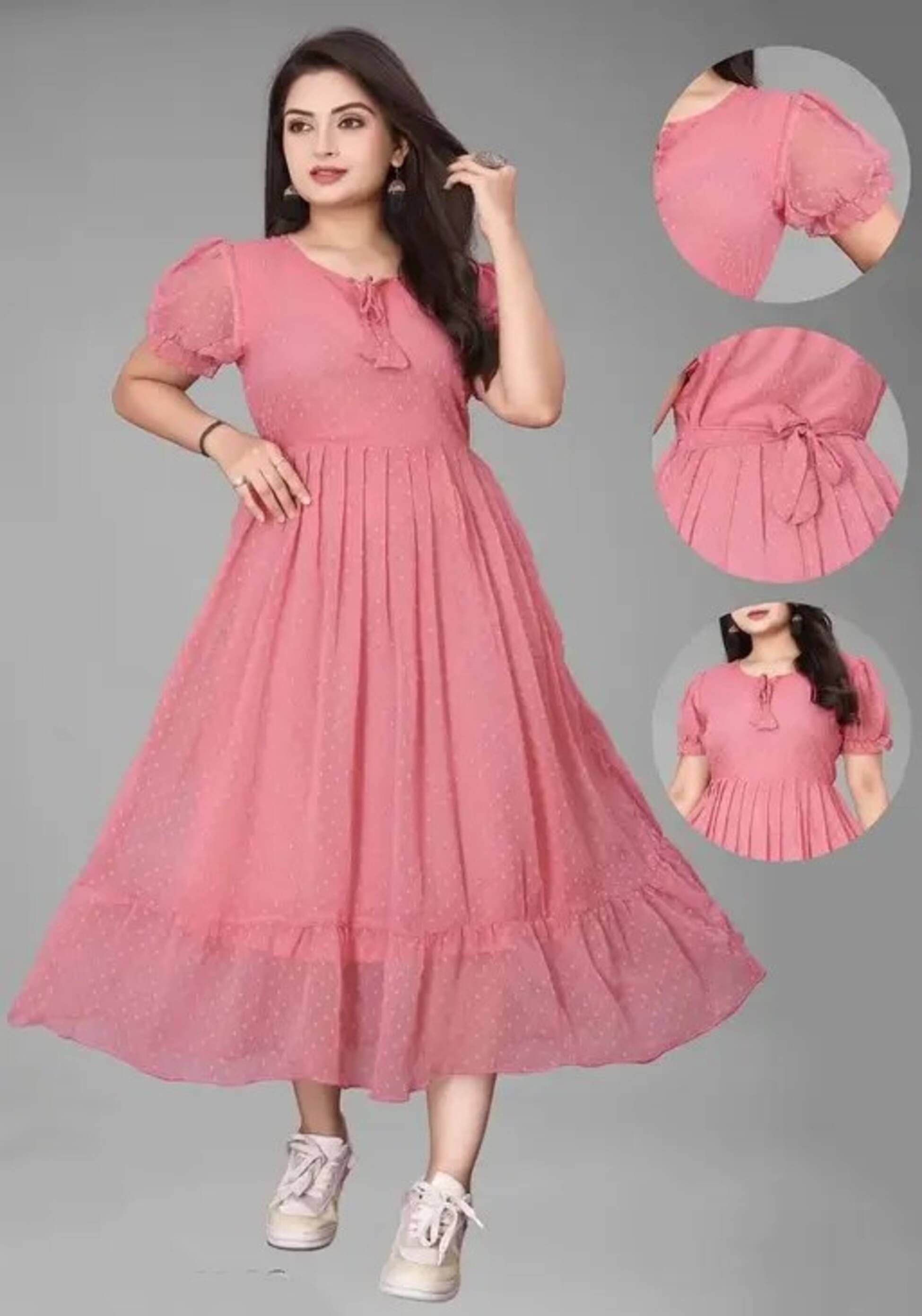     			Nilkanthvarni Creation Women Georgette Self Design Gown ( Pink )